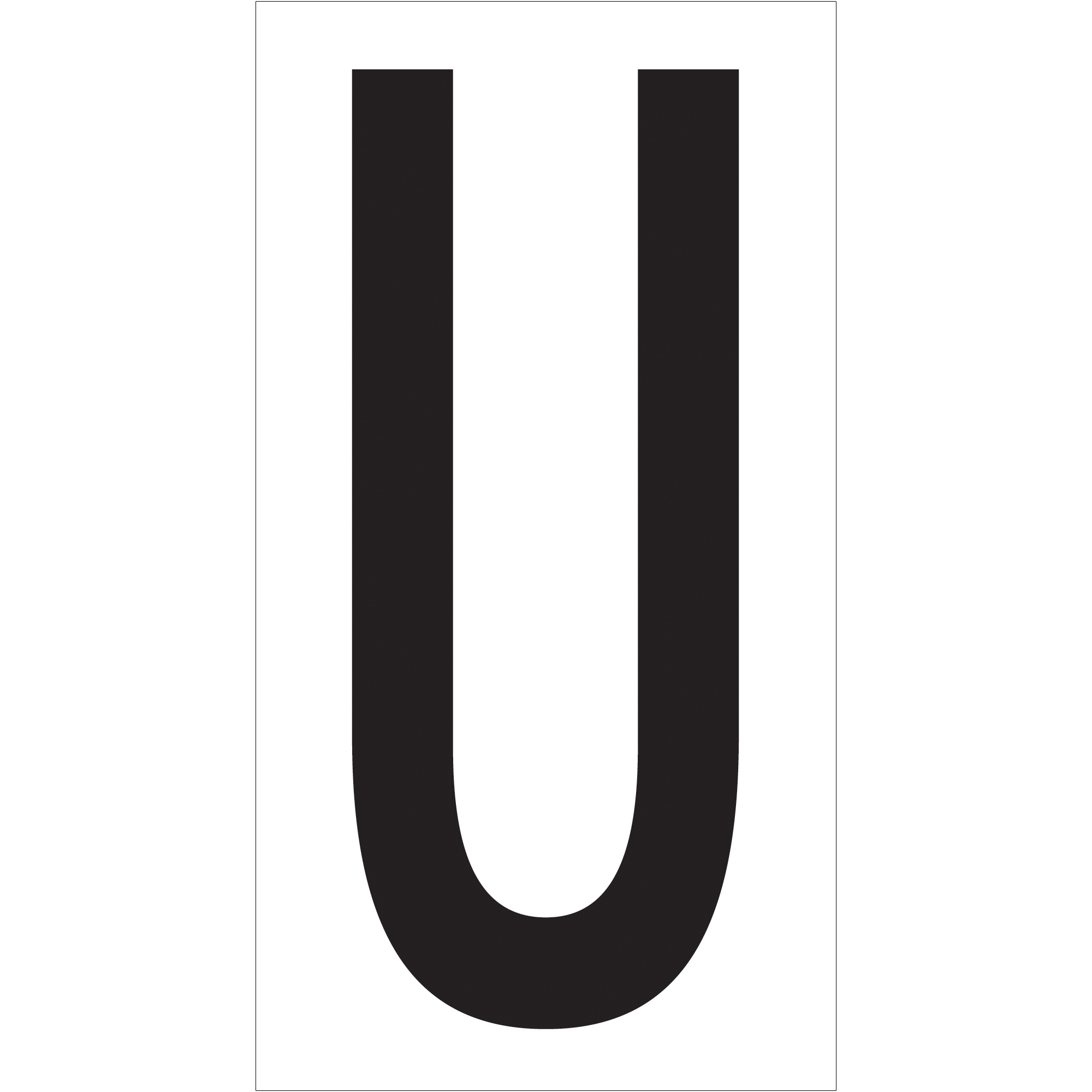 Vinyl Warehouse Letter Labels, "U", 3 1/2", Black/White, 50/Case