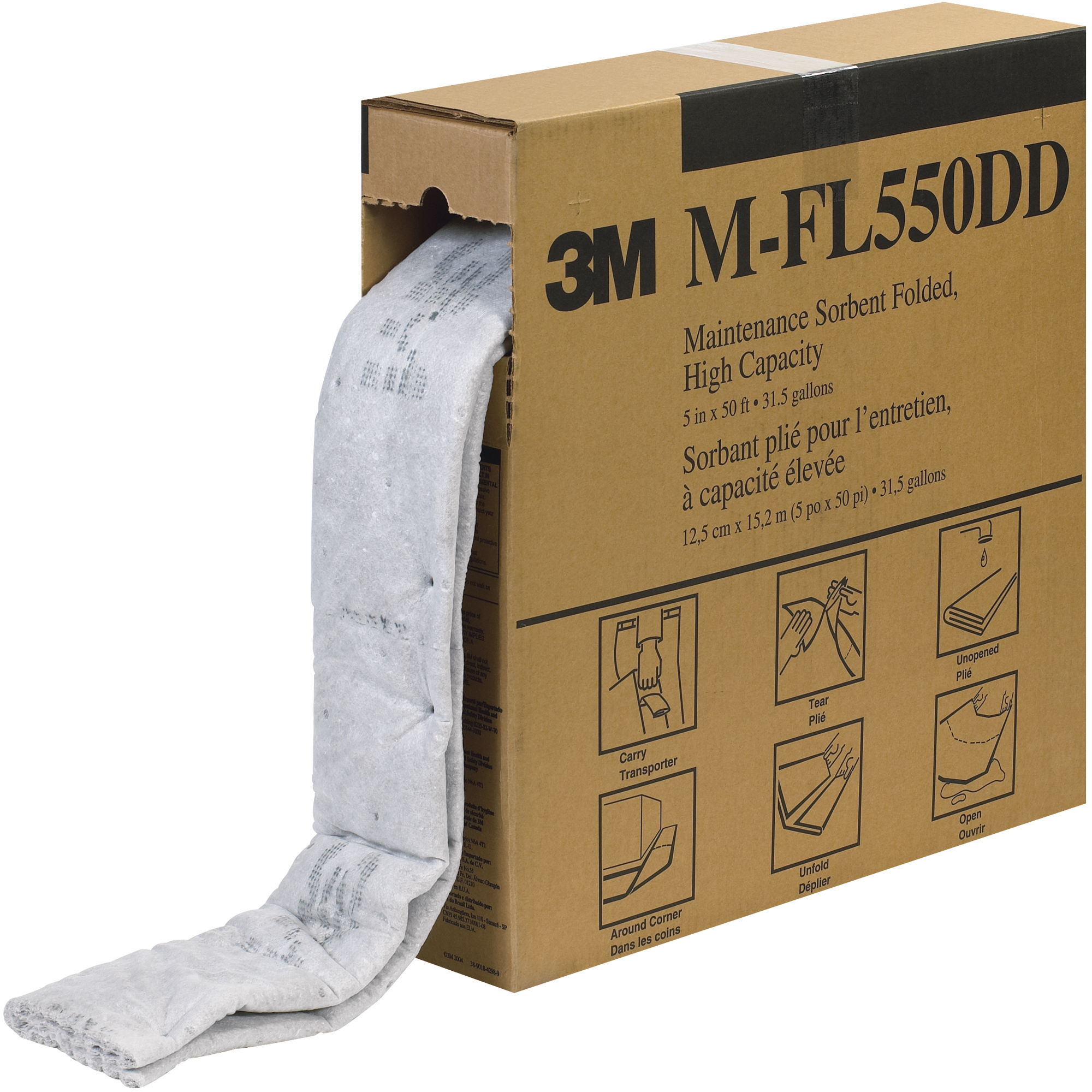 3M™ Maintenance Sorbent, 5" x 50', Gray, 3/Case