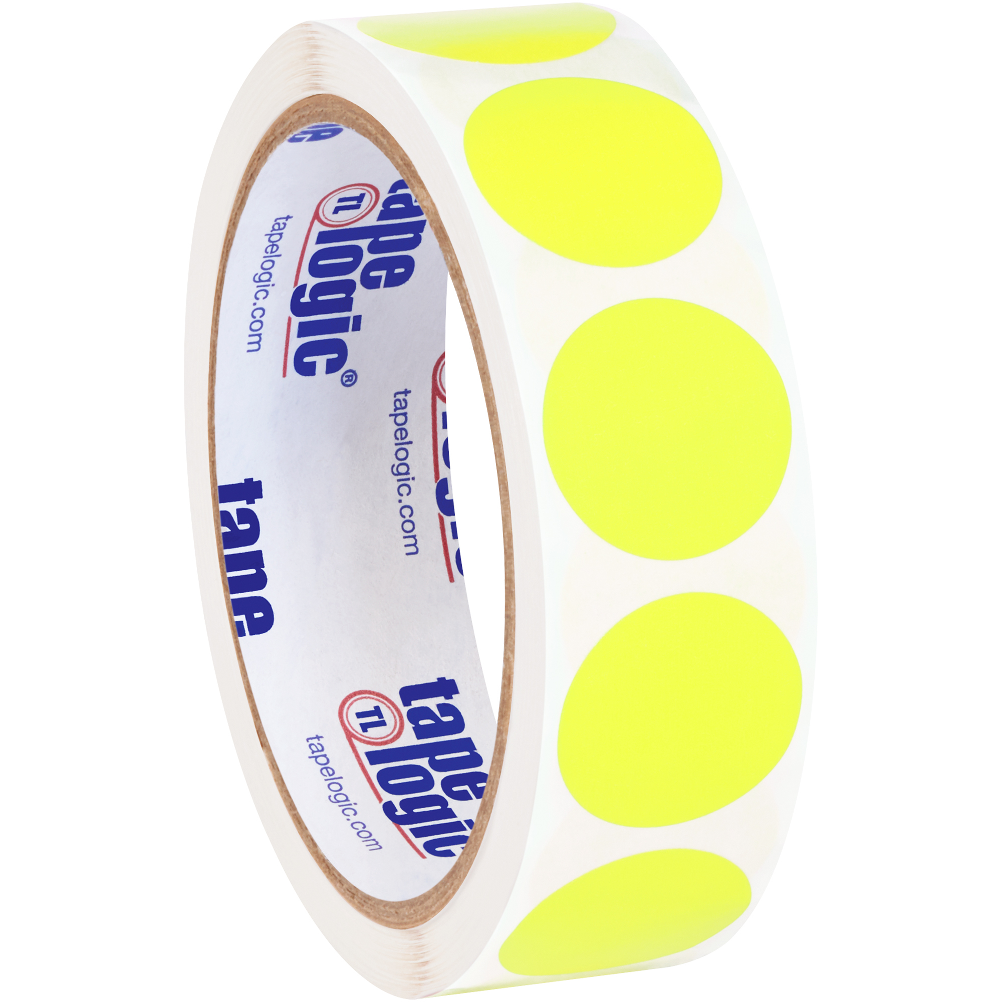 Tape Logic® Inventory Circle Labels, 1", Fluorescent Yellow, 500/Roll