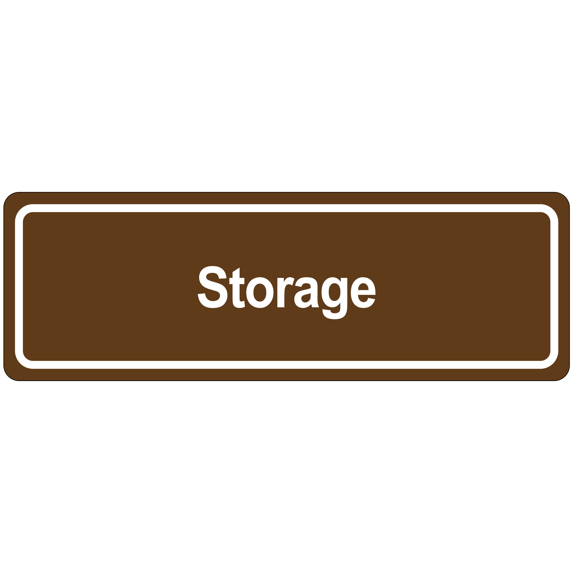 "Storage" Door Sign, 3" x 9", Brown, 1/Each
