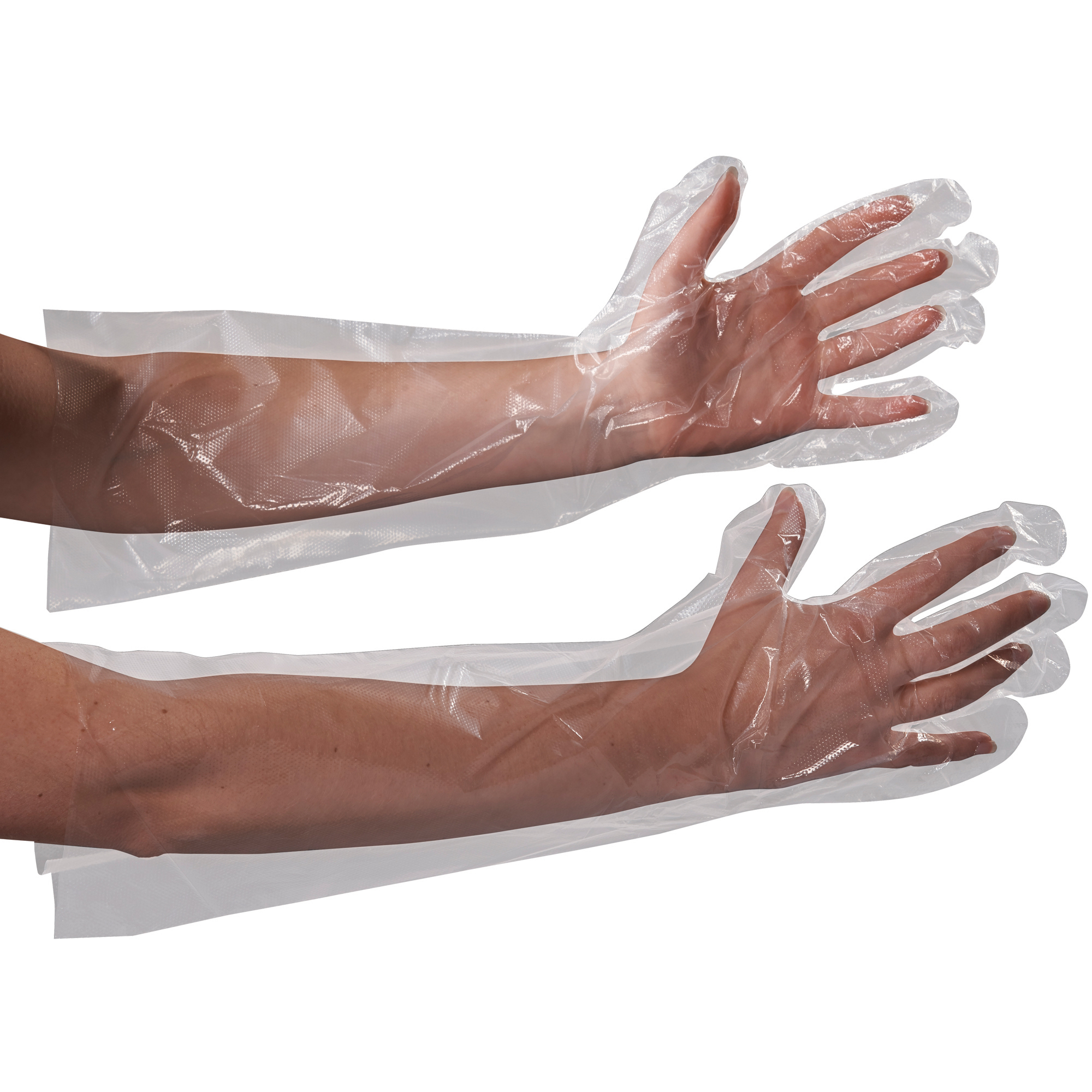 Poly Gloves, Elbow Length, 18", Clear, 100/Case
