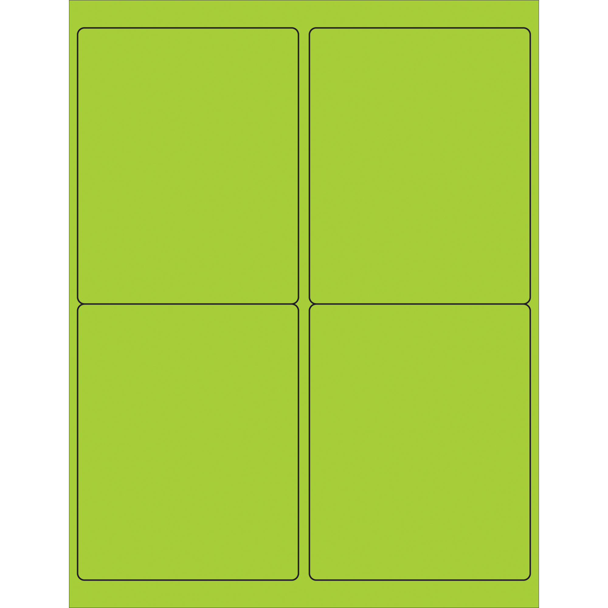 Tape Logic® Rectangle Laser Labels, 4" x 5", Fluorescent Green, 400/Case