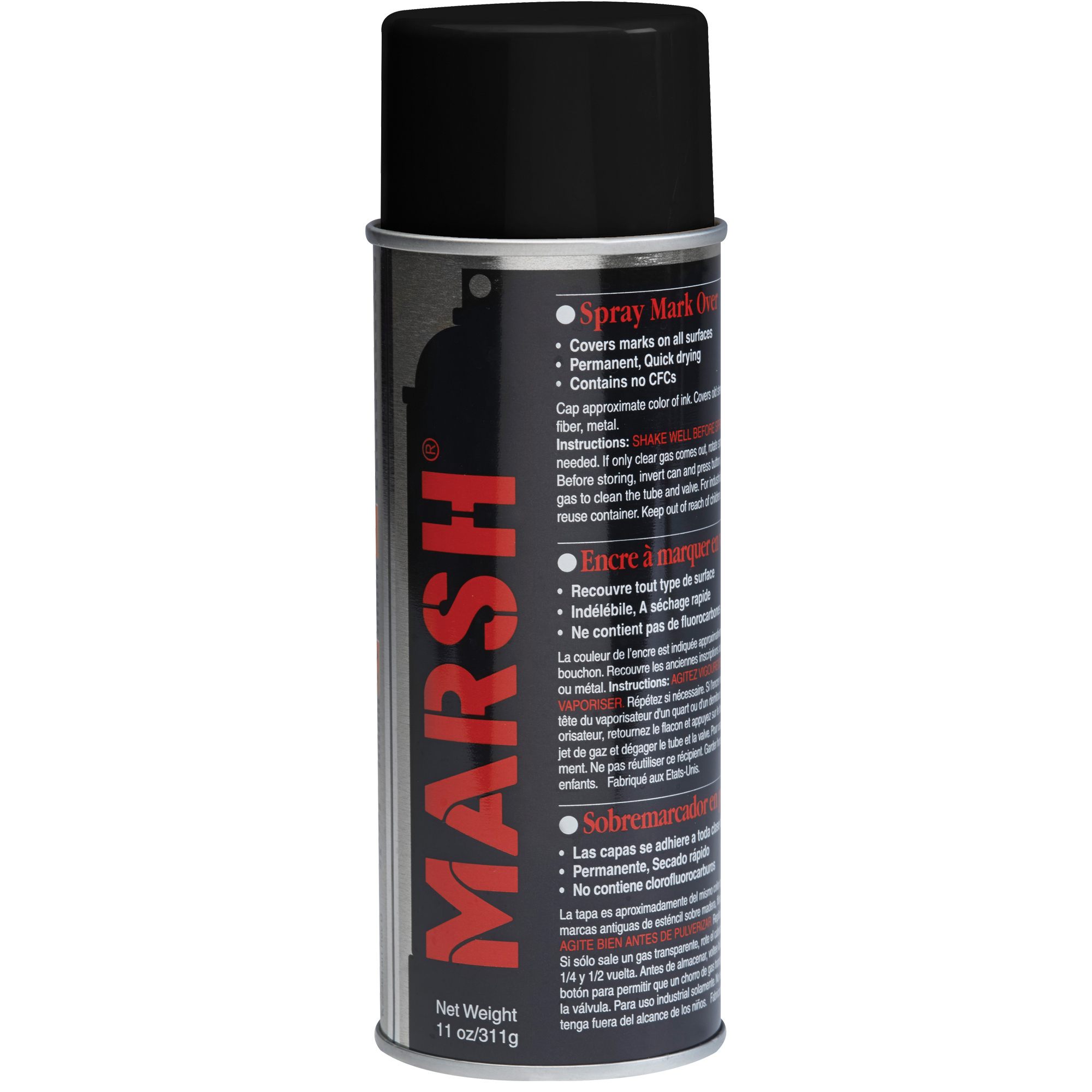 Marsh® Spray Stencil Ink, Black, 12/Case