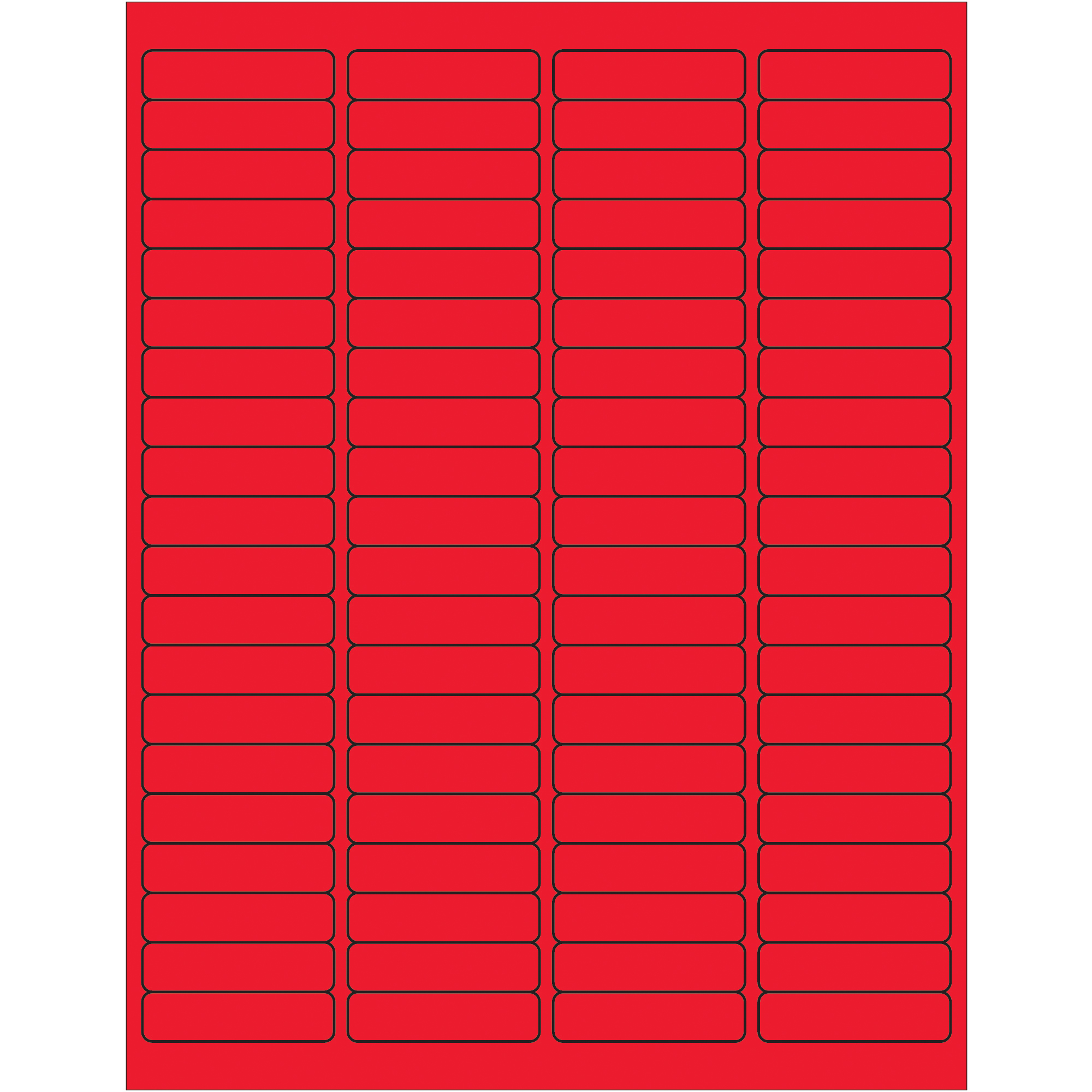 Tape Logic® Rectangle Laser Labels, 1 15/16" x 1/2", Fluorescent Red, 8000/Case