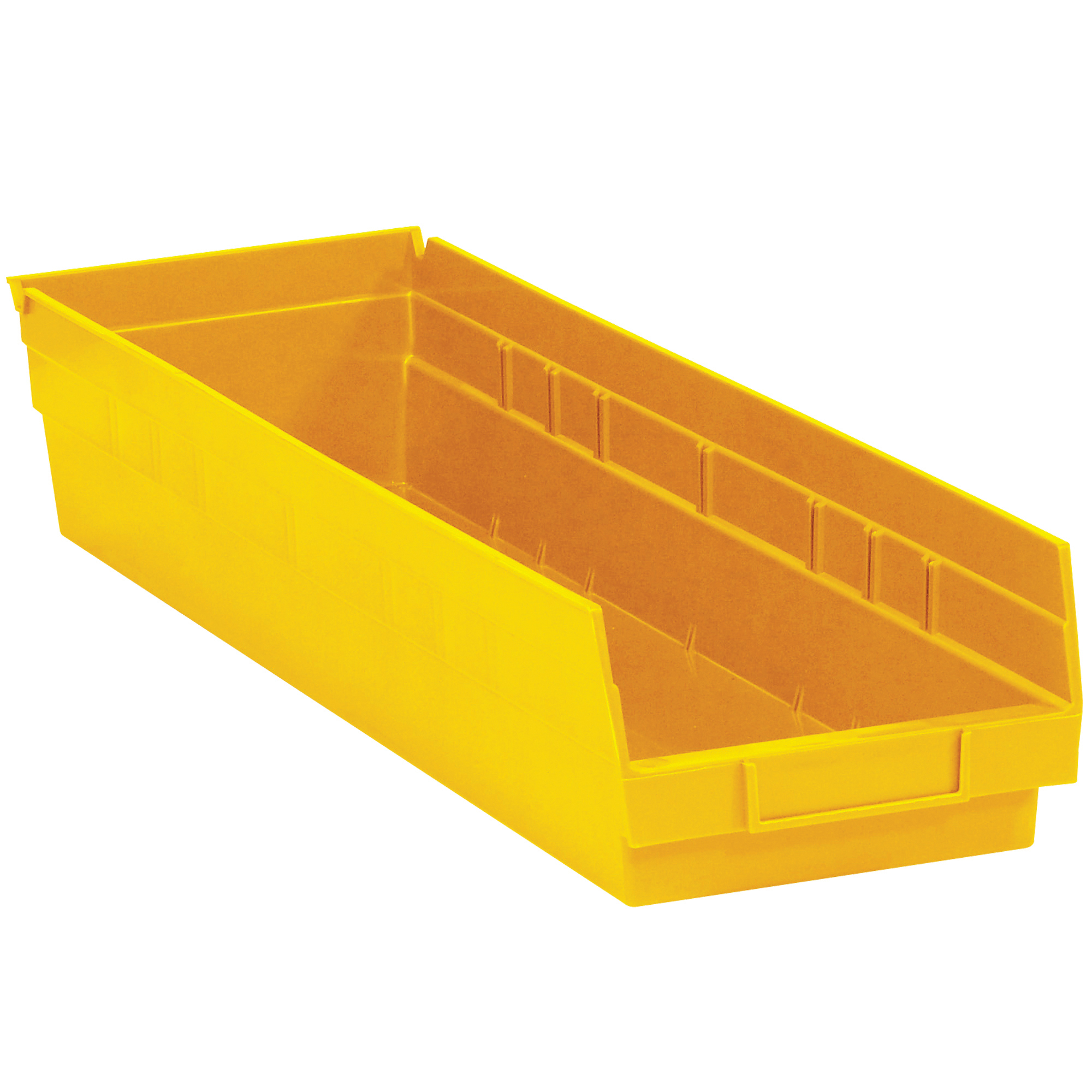 Plastic Shelf Bin Boxes, 23 5/8" x 6 5/8" x 4", Yellow, 8/Case