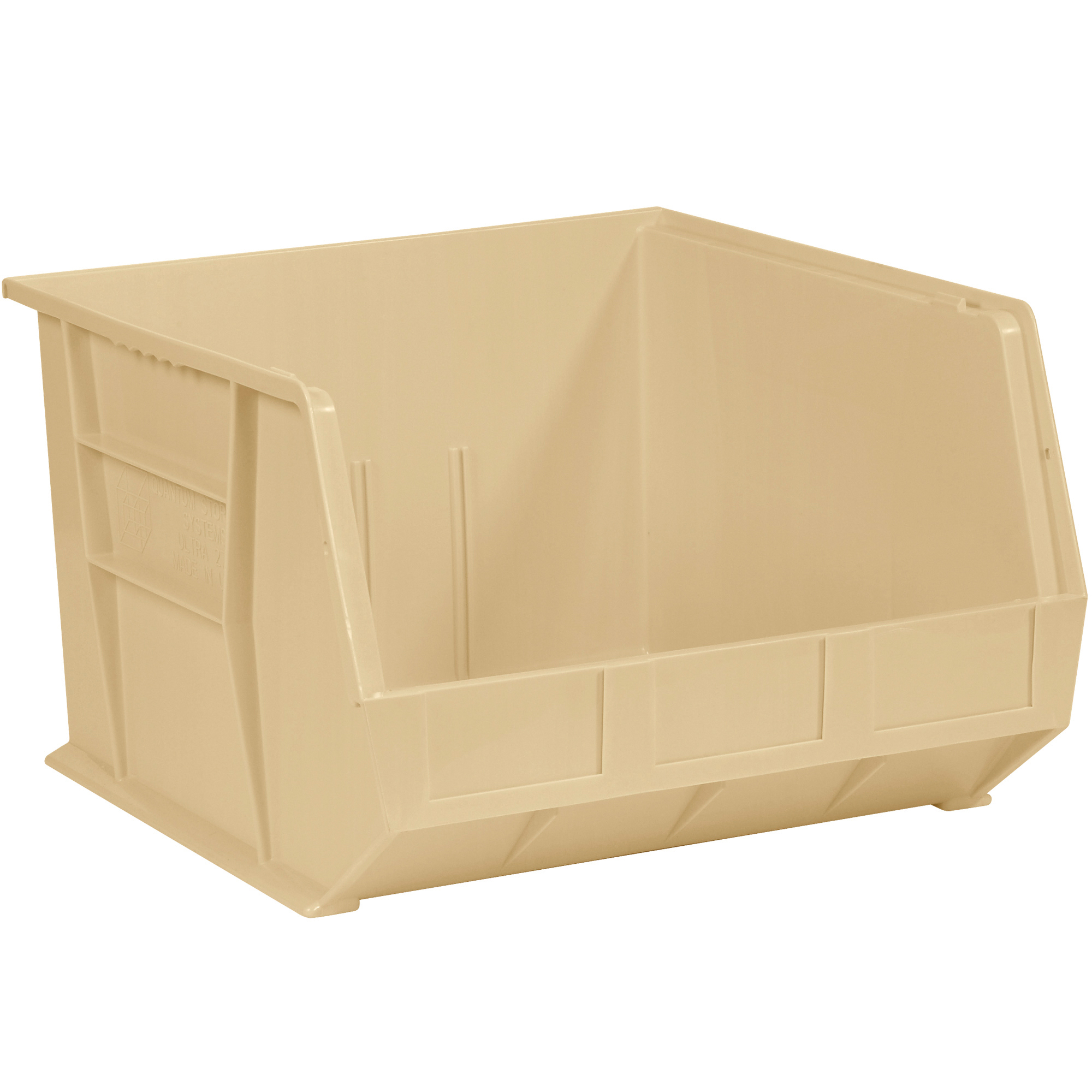 Plastic Stack & Hang Bin Boxes, 18" x 16 1/2" x 11", Ivory, 3/Case