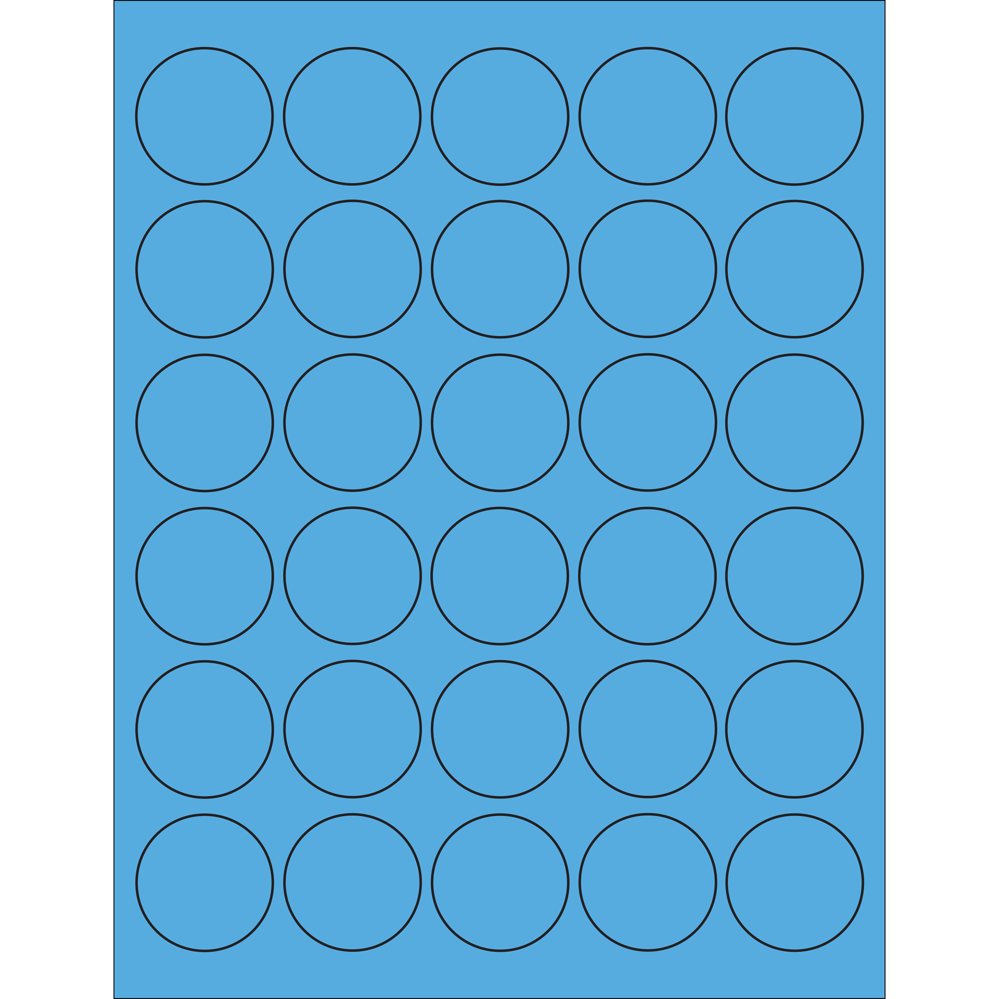 1 1/2" Fluorescent Blue Circle Laser Labels 100 SHEETS