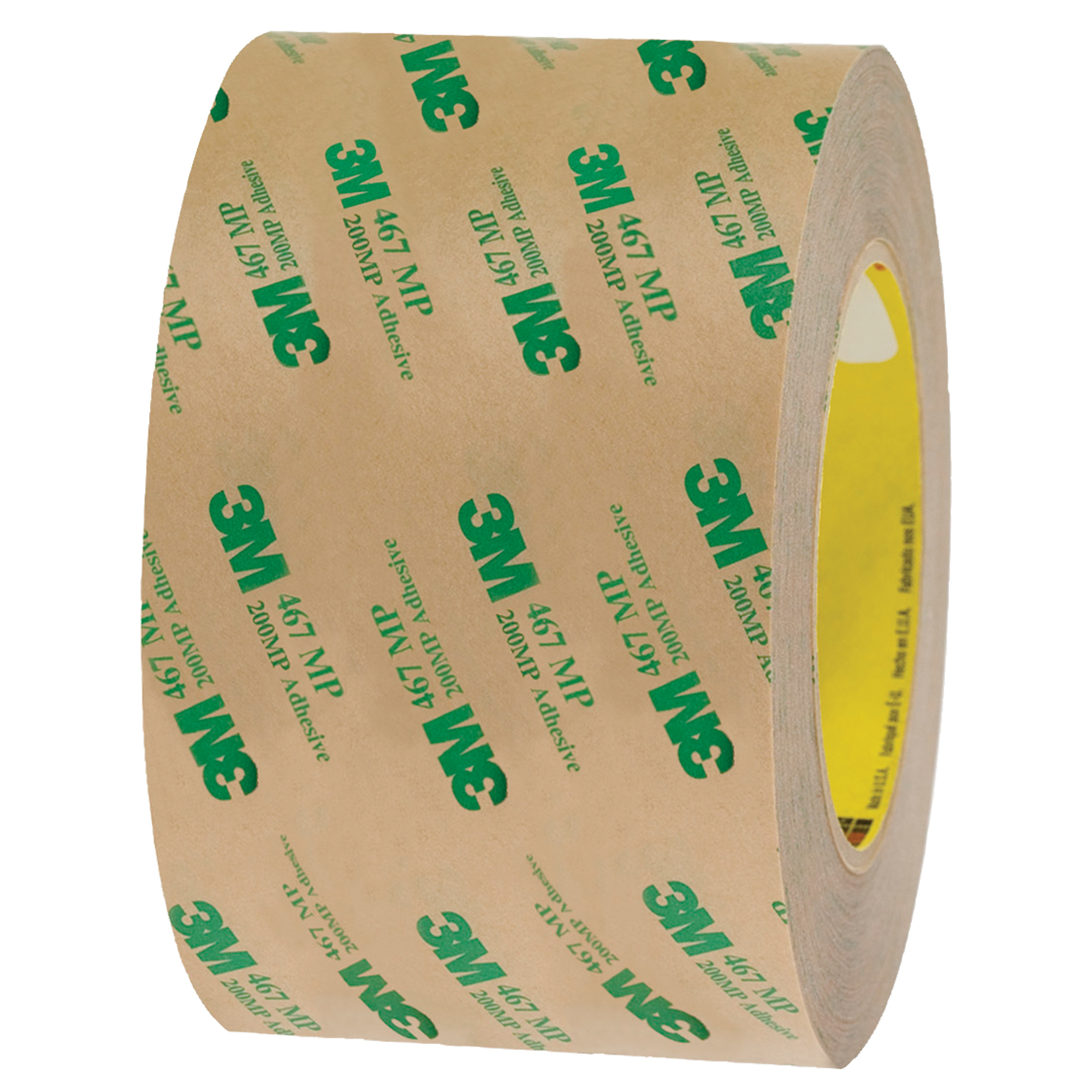3M™ 467MP Adhesive Transfer Tape, Hand Rolls, 2.0 Mil, 3" x 60 yds., Clear, 6/Case