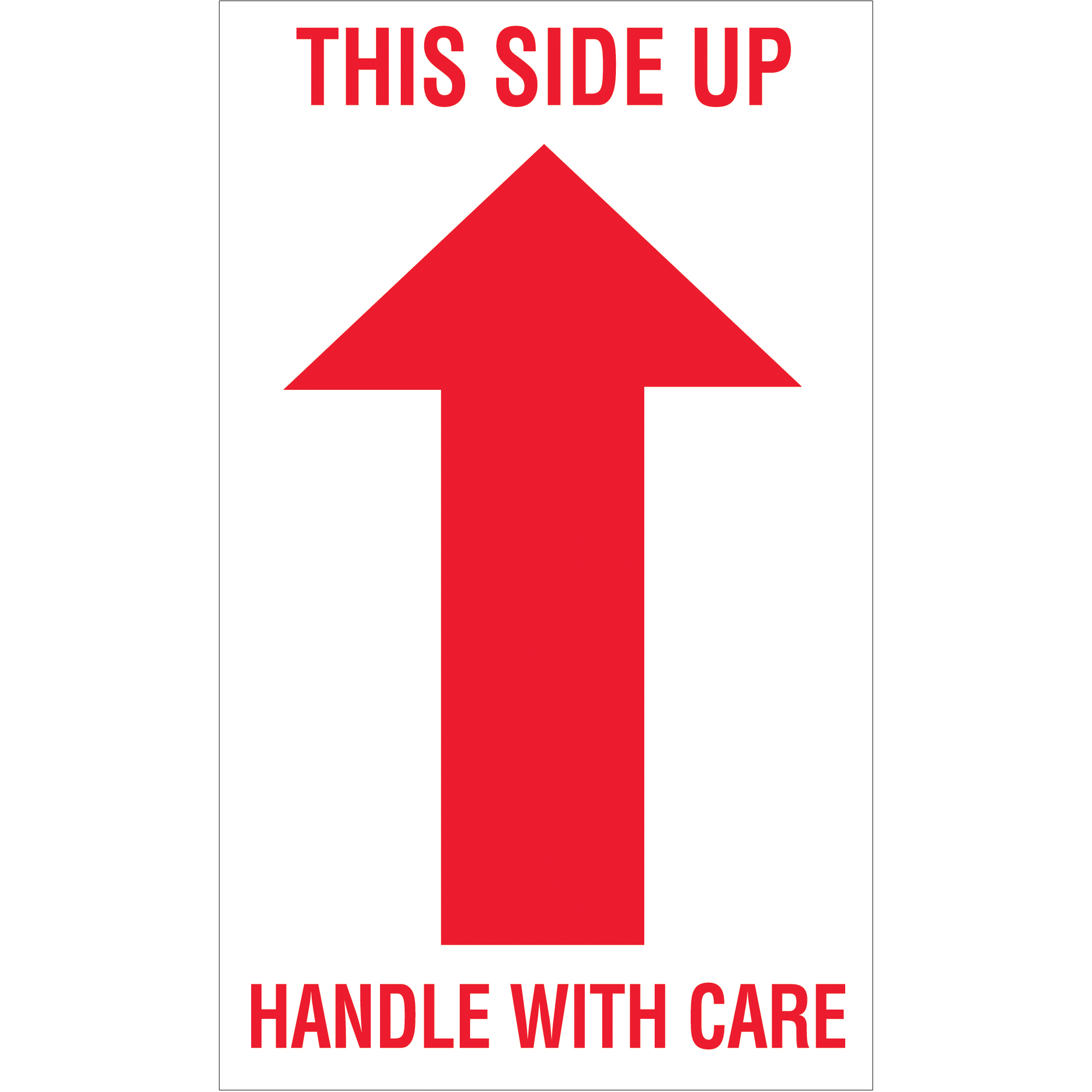 Tape Logic® Labels, "This Side Up - Handle with Care", 3" x 5", Red/White, 500/Roll