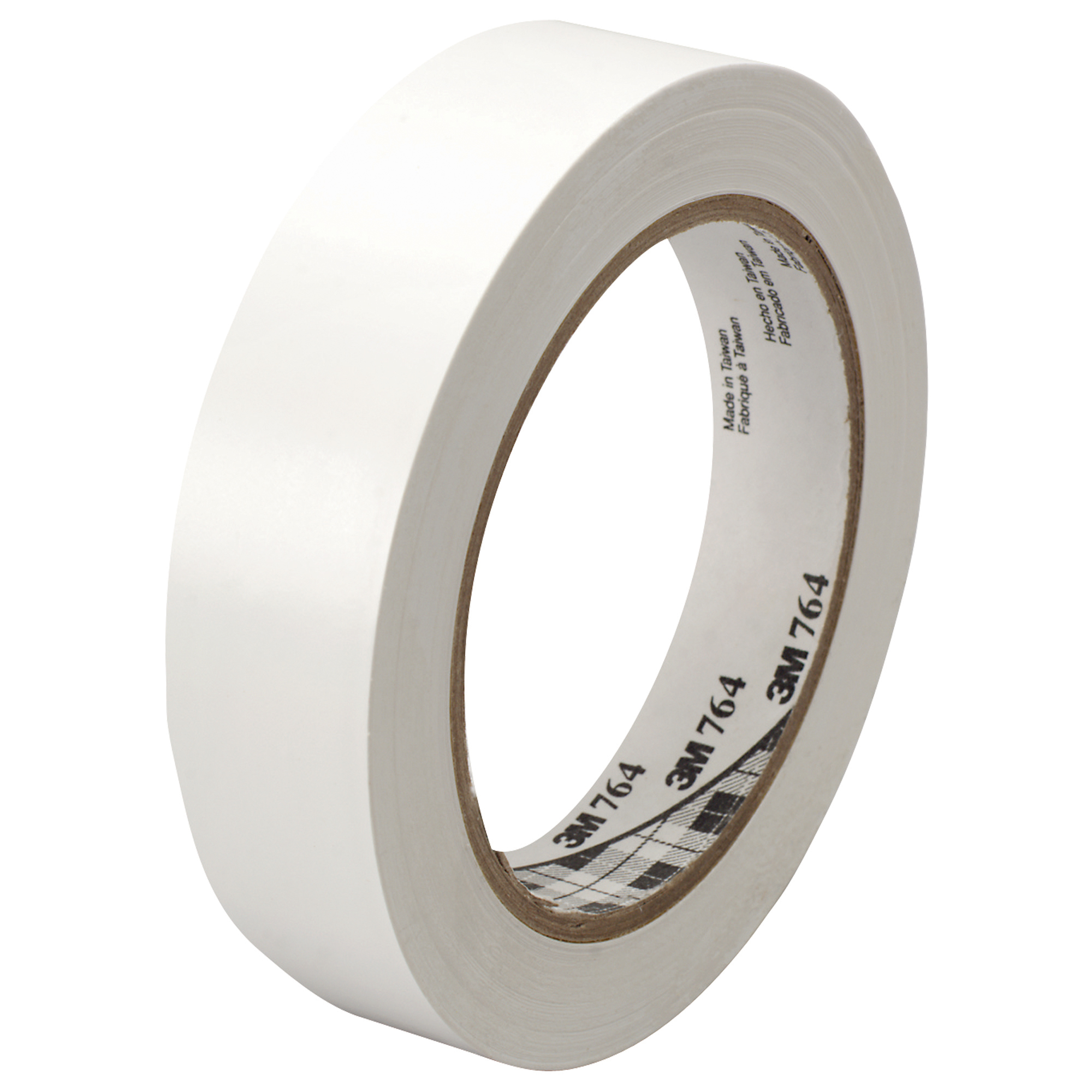 3M™ 764 Vinyl Tape, 5.0 Mil, 1" x 36 yds, White, 36/Case