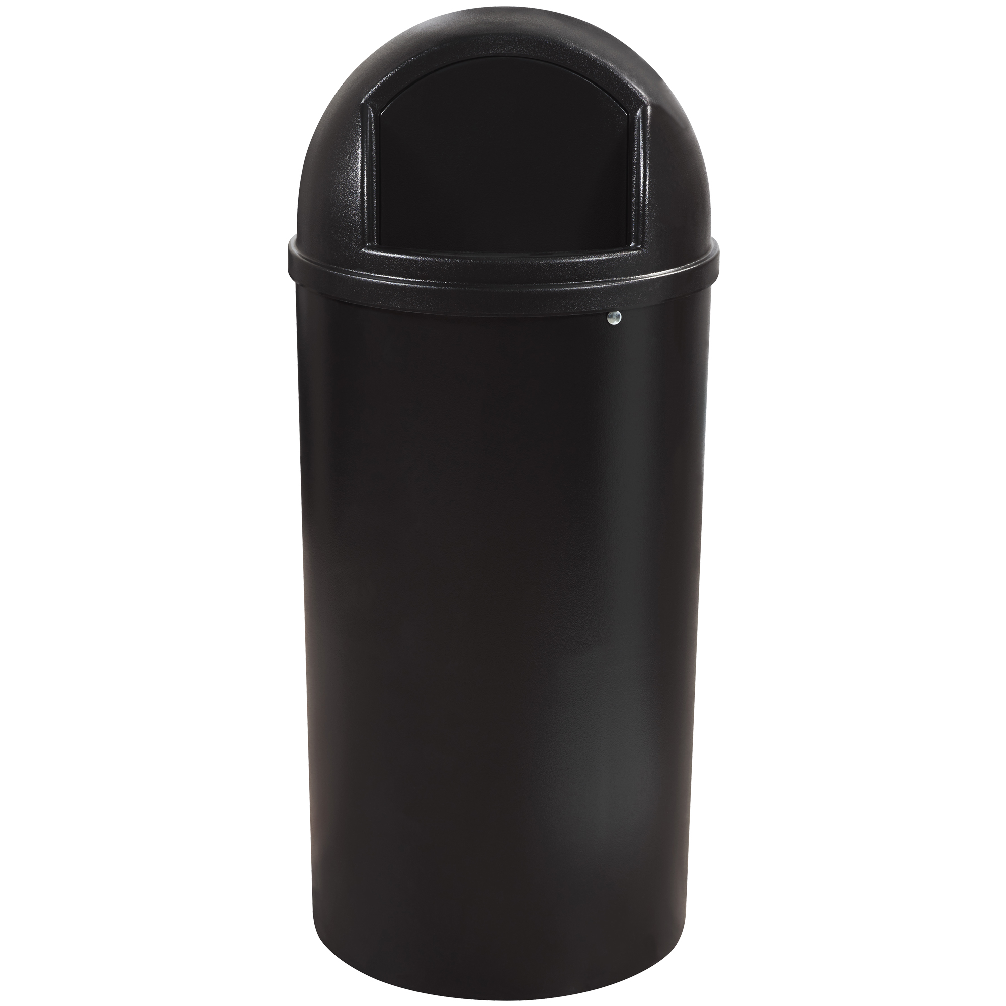 Rubbermaid® Marshal® Domed Trash Can, 25 Gallon, 42" x 18", Black, 1/Each