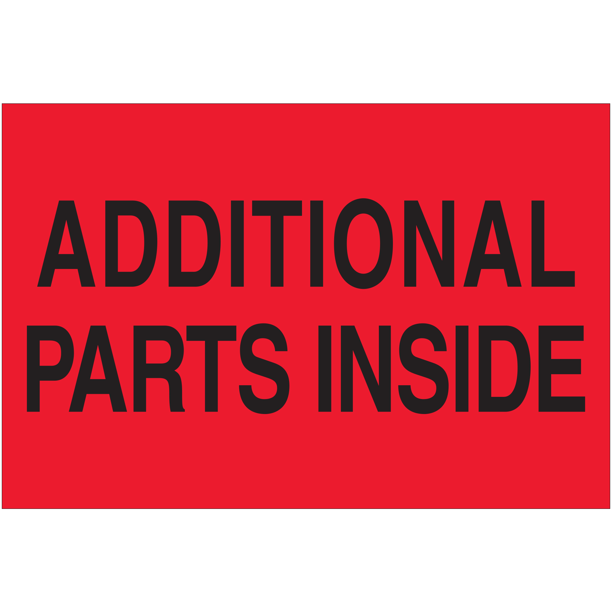 Tape Logic® Labels, "Additional Parts Inside", 2 x 3", Fluorescent Red, 500/Roll