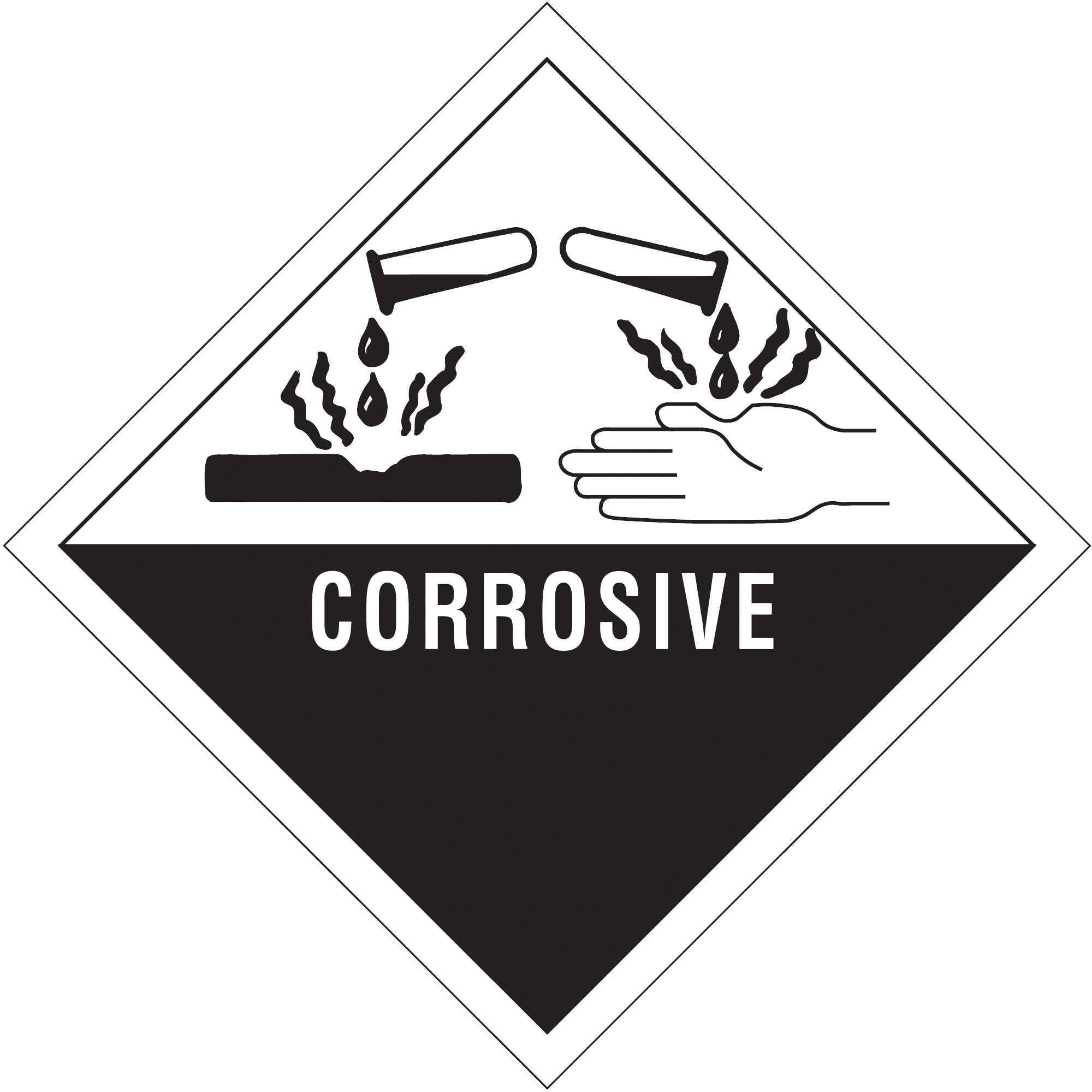 Tape Logic® Labels, "Corrosive", 4" x 4, Black/White, 500/Roll