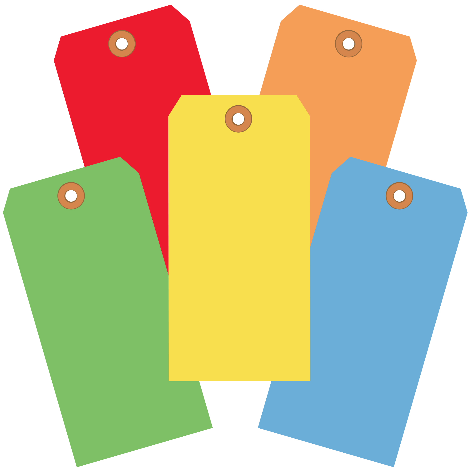Shipping Tags, 13 Pt., 6 1/4" x 3 1/8", Assorted Color, 1000/Case