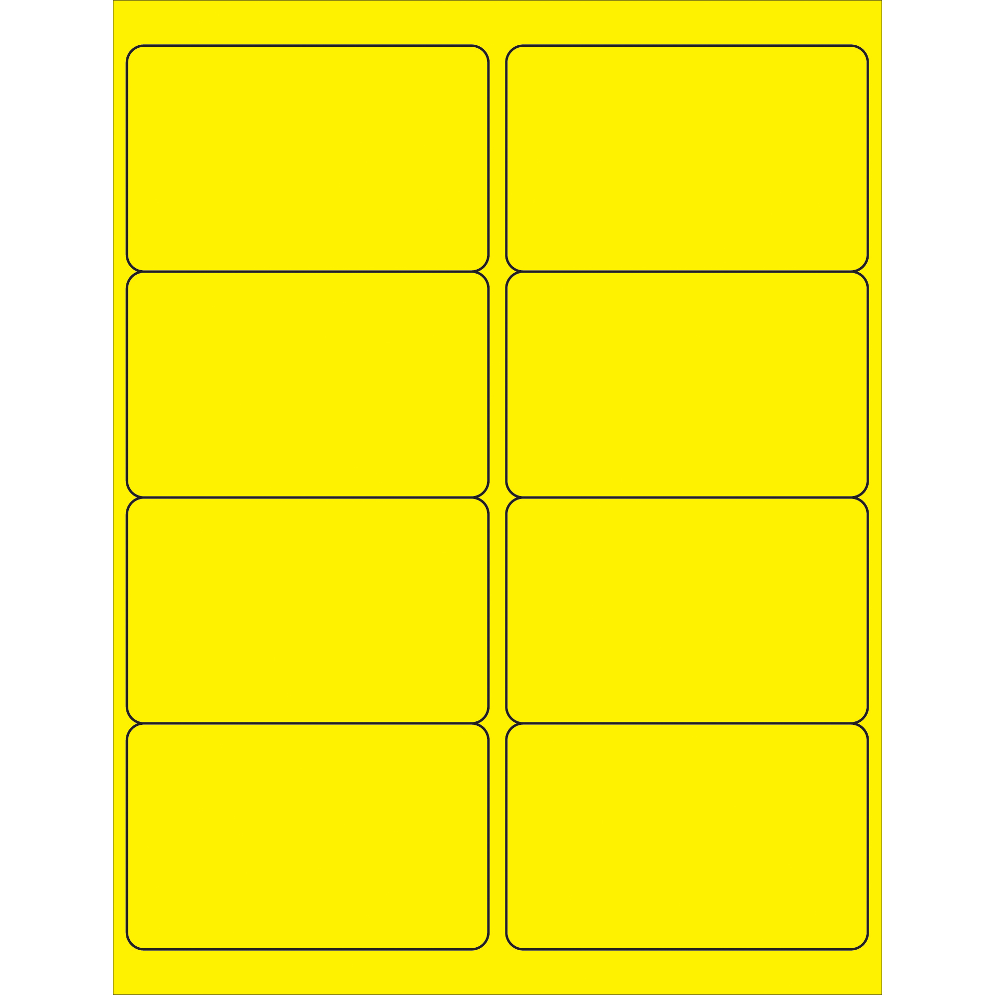 Tape Logic® Rectangle Laser Labels, 4" x 2 1/2", Fluorescent Yellow, 800/Case