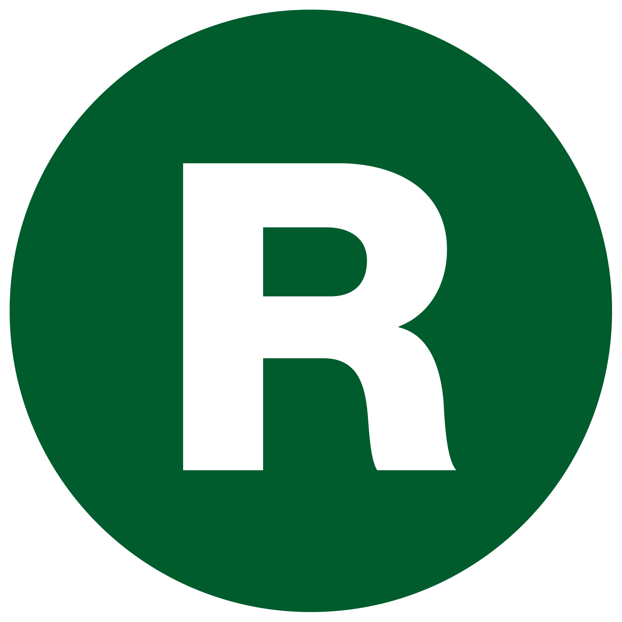Tape Logic® Letter Labels, "R", 2" Circle, green, 500/Roll