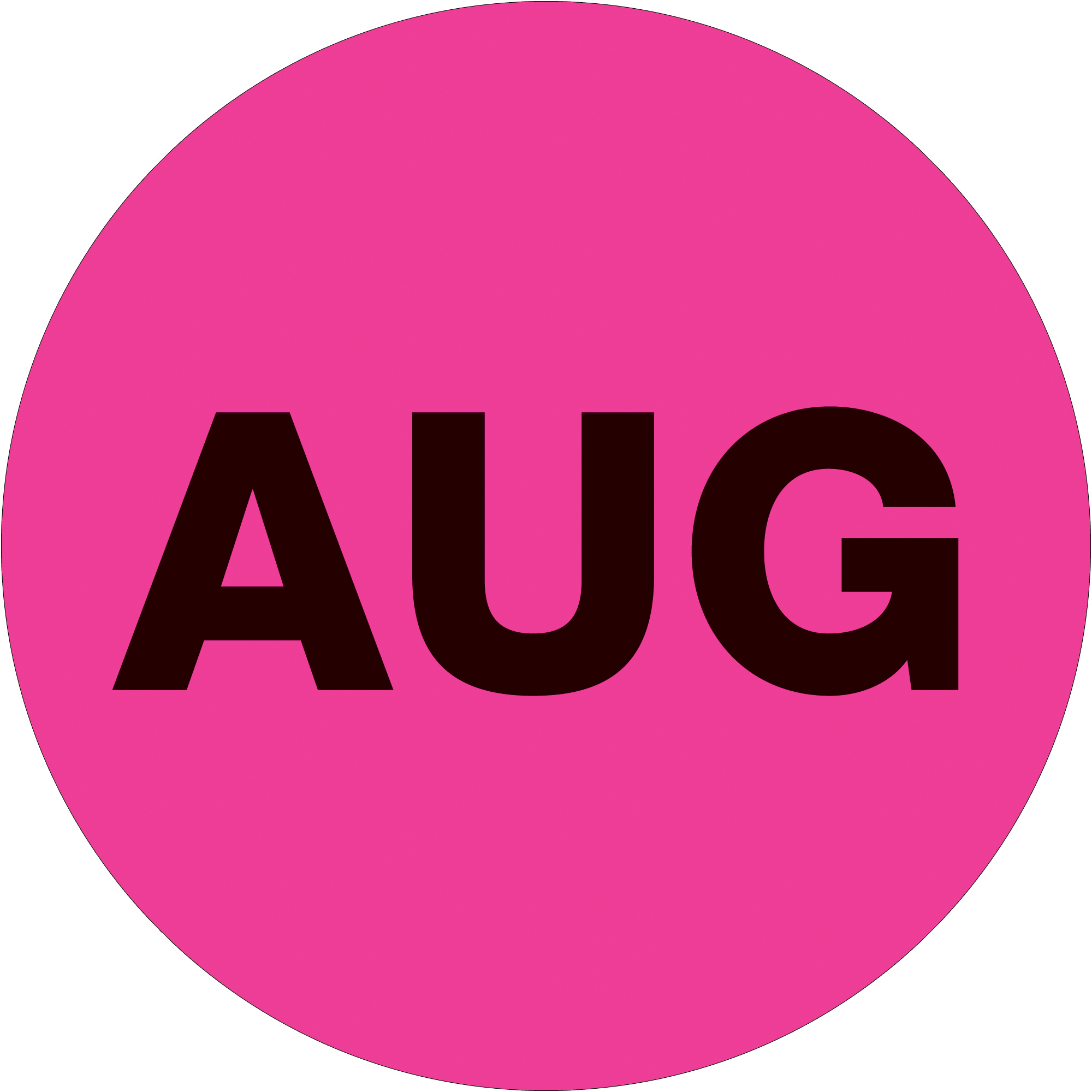 Tape Logic® Months of the Year Labels, "AUG", 2" Circle, Fluorescent Pink, 500/Roll