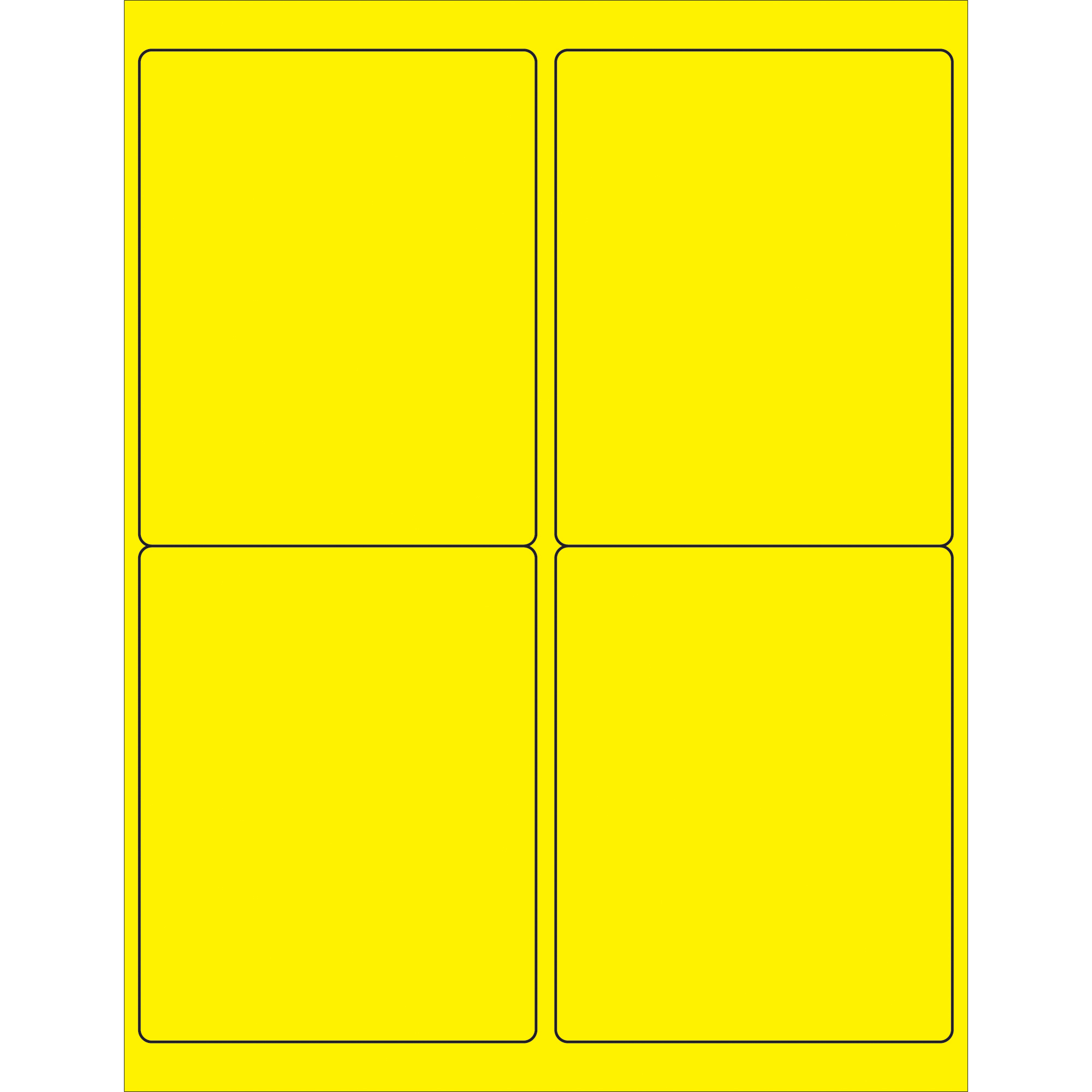 Tape Logic® Rectangle Laser Labels, 4" x 5", Fluorescent Yellow, 400/Case