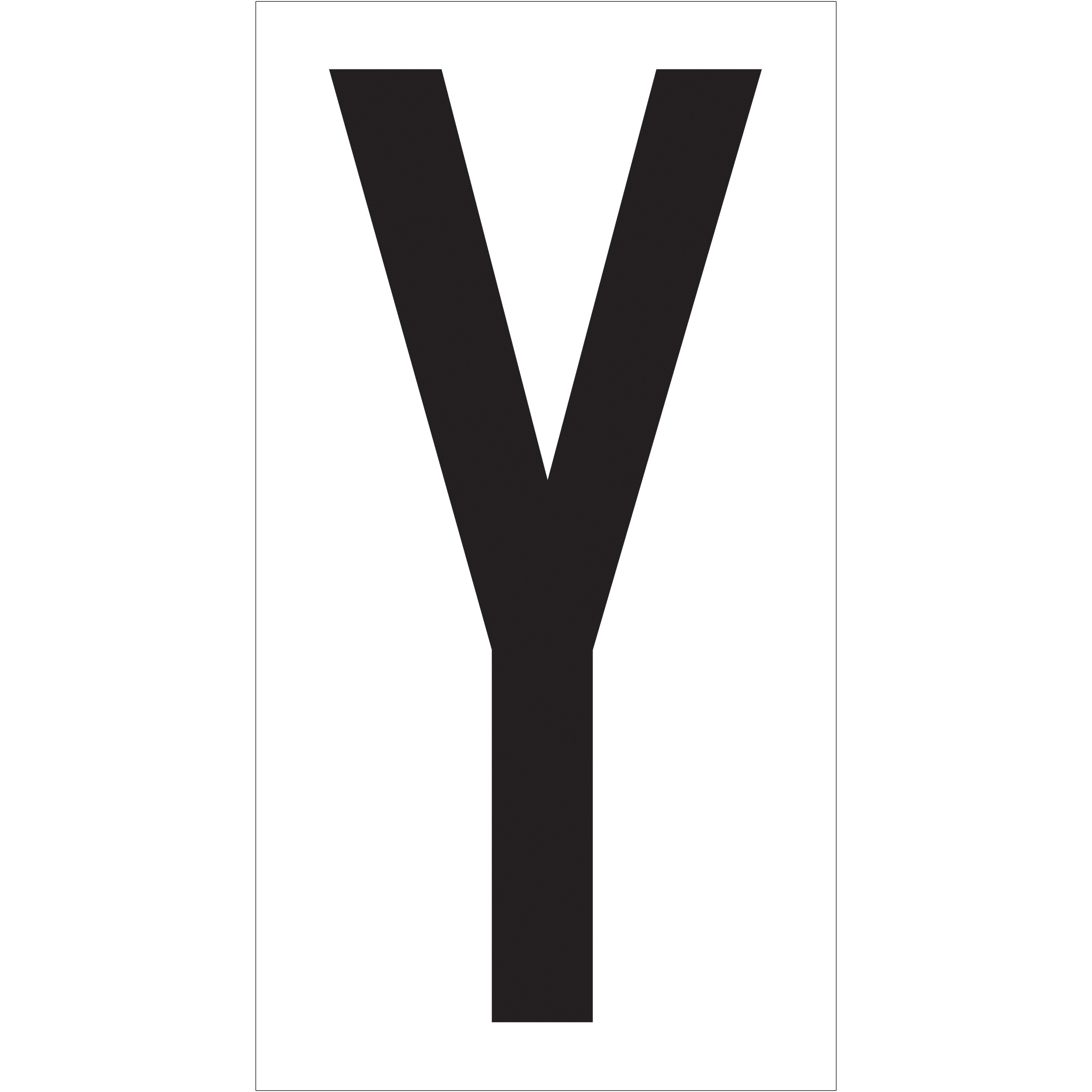 Vinyl Warehouse Letter Labels, "Y", 3 1/2", Black/White, 50/Case