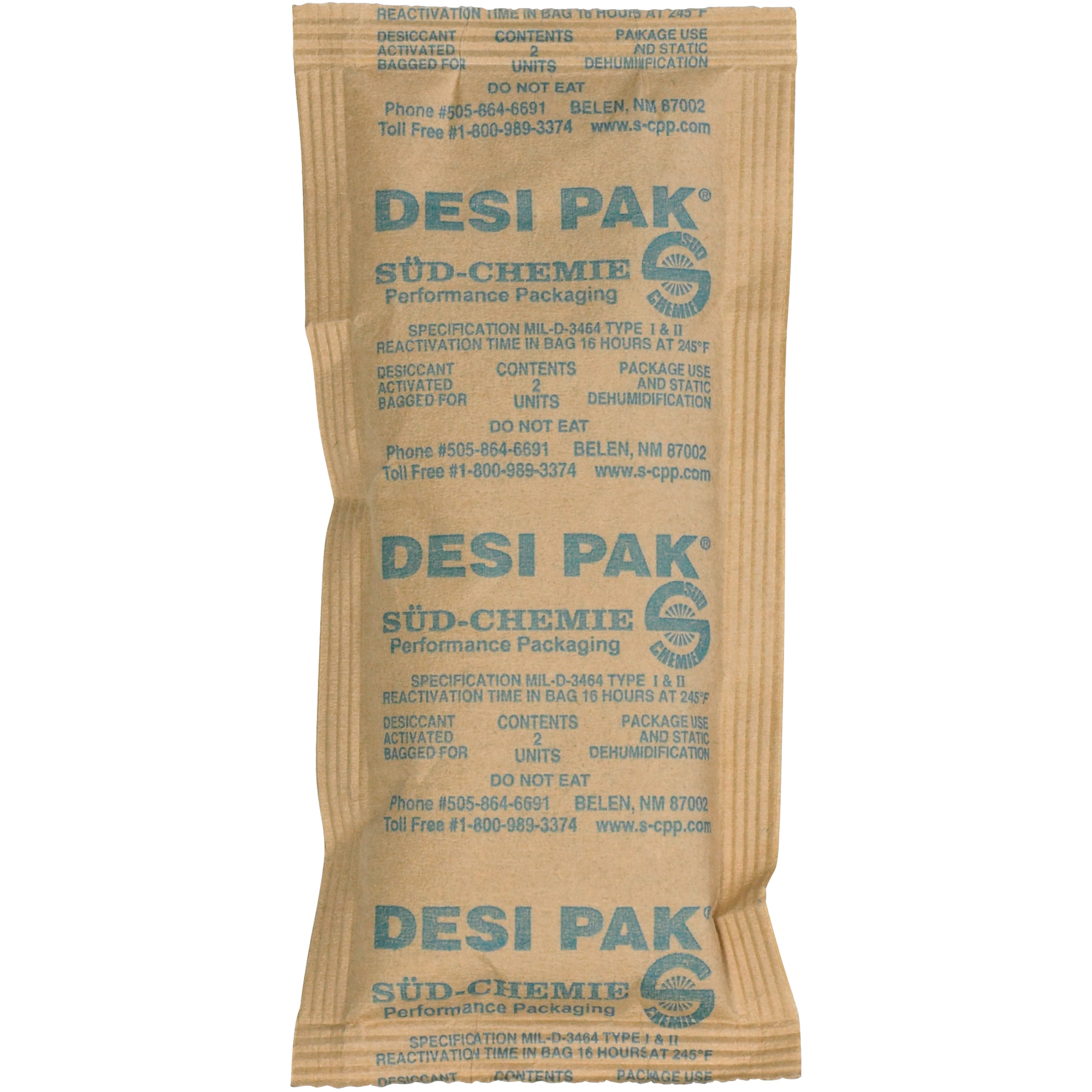 Clay Desiccants, 34 Gallon Drum, 3" x 6" x 3/8", Kraft, 800/Case