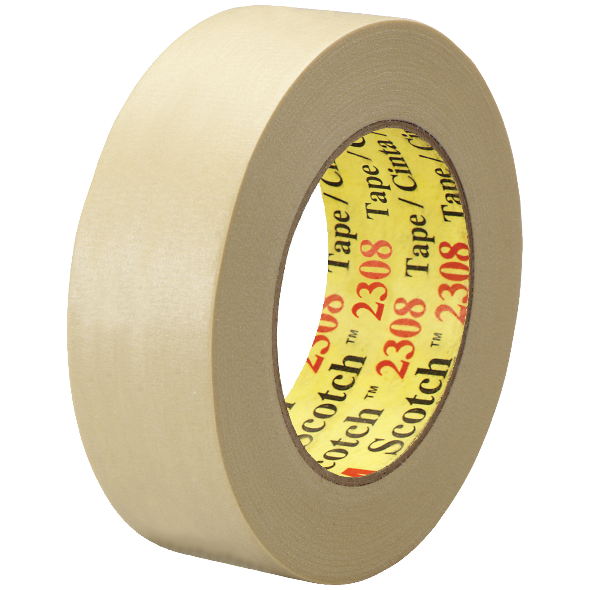 3M™ 2308 Masking Tape, 5.5 Mil, 1 1/2" x 60 yds., Natural, 12/Case