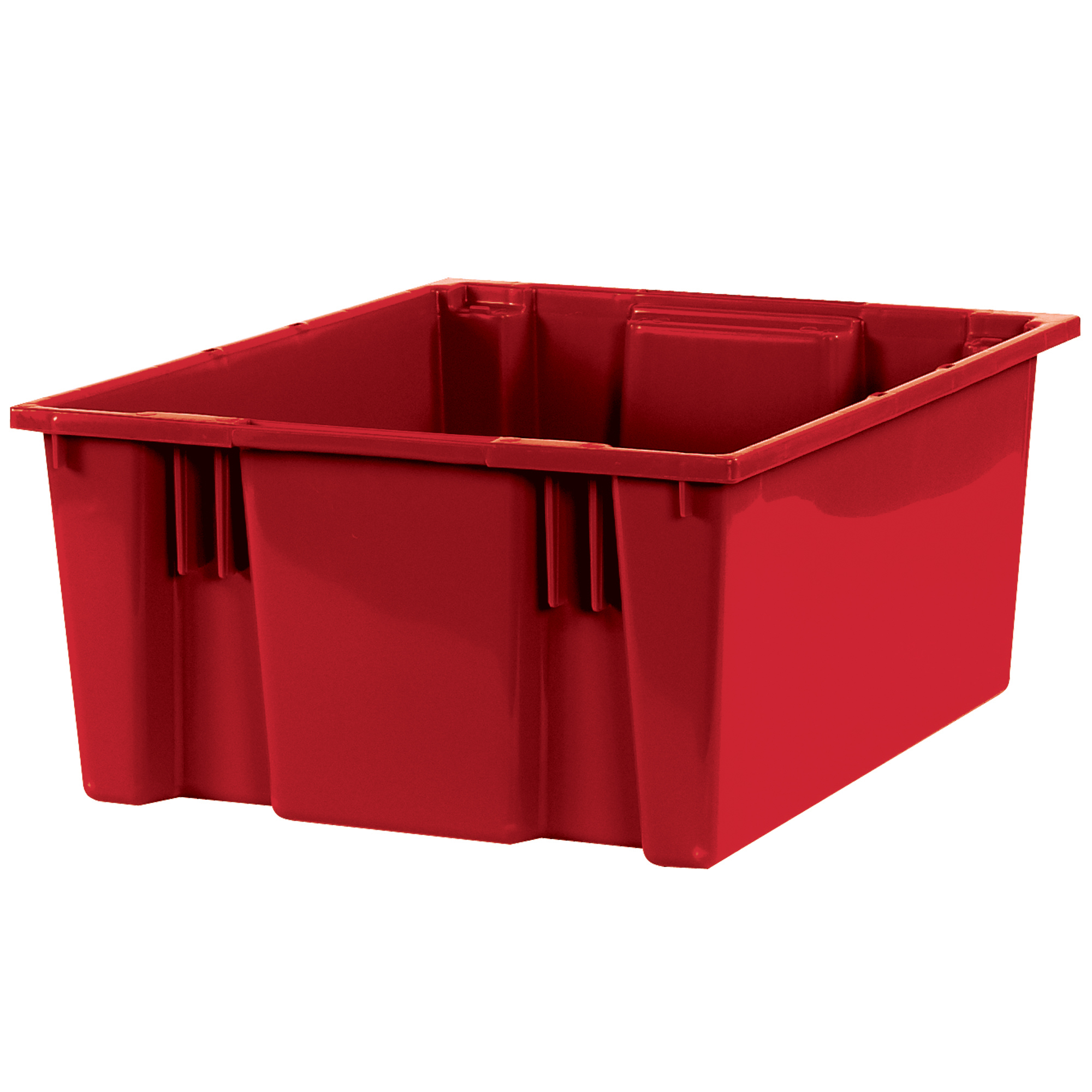 Stack & Nest Containers, 20 7/8" x 18 1/4" x 9 7/8", Red, 3/Case