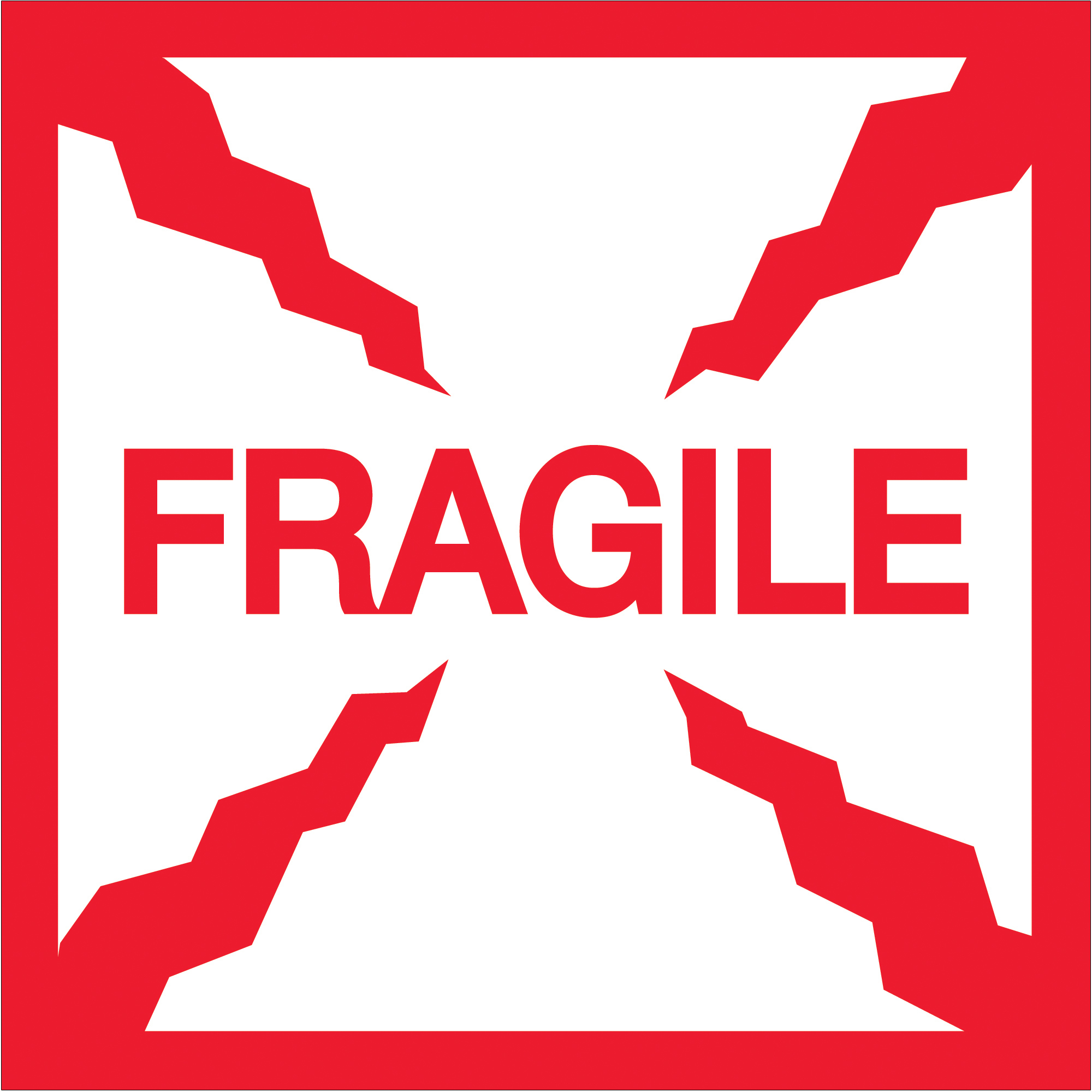 Tape Logic® Labels, "Fragile", 2" x 2", Red/White, 500/Roll