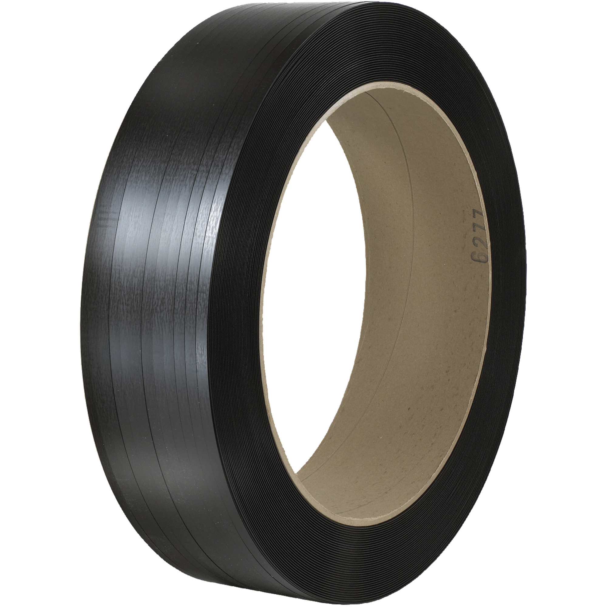 Signode® Comparable Polypropylene Strapping, Hand Grade, Smooth, 16" x 6" Core, 7/16" x 9000', Black, 1/Coil