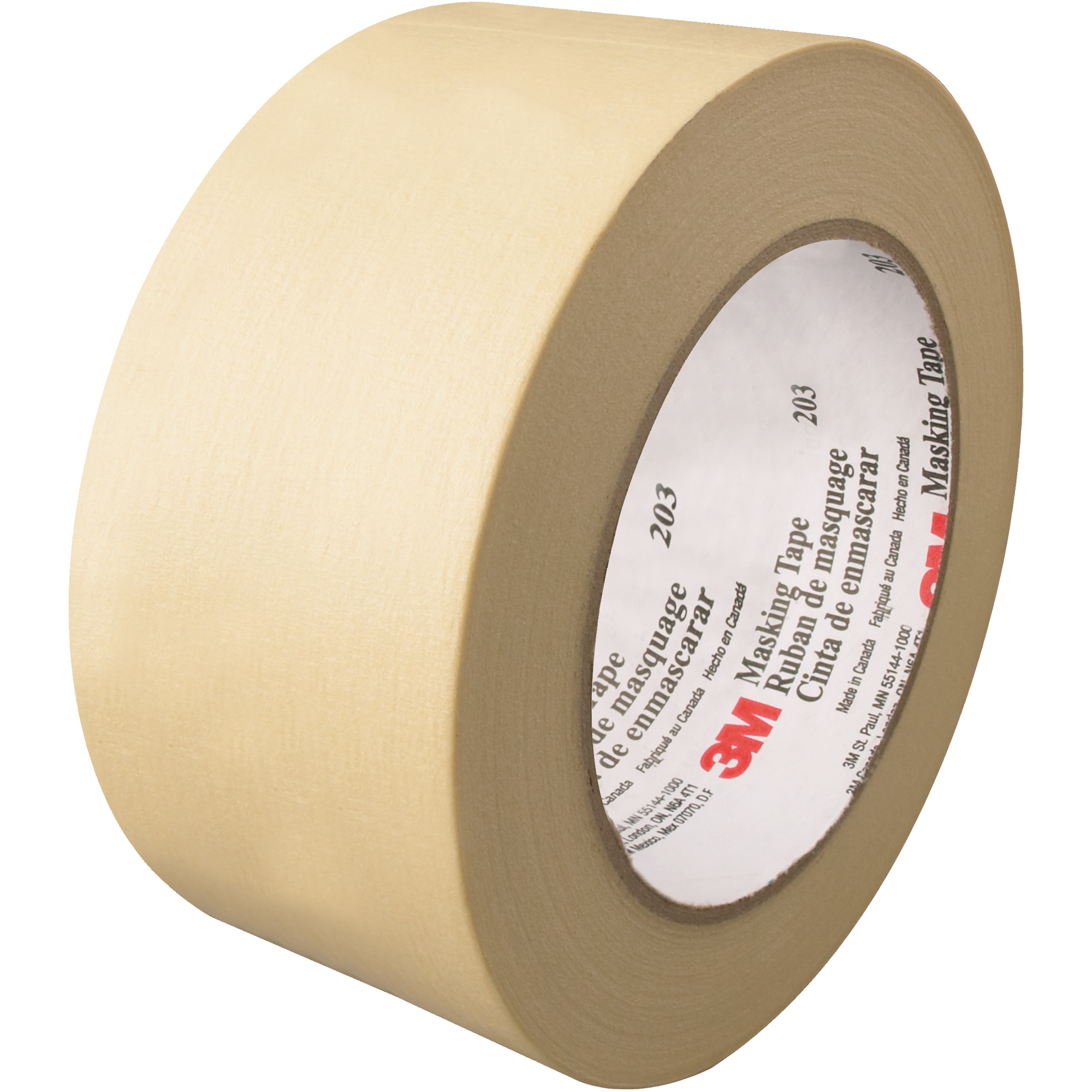 3M™ 203 Masking Tape, 4.7 Mil, 2" x 60 yds., Natural, 24/Case
