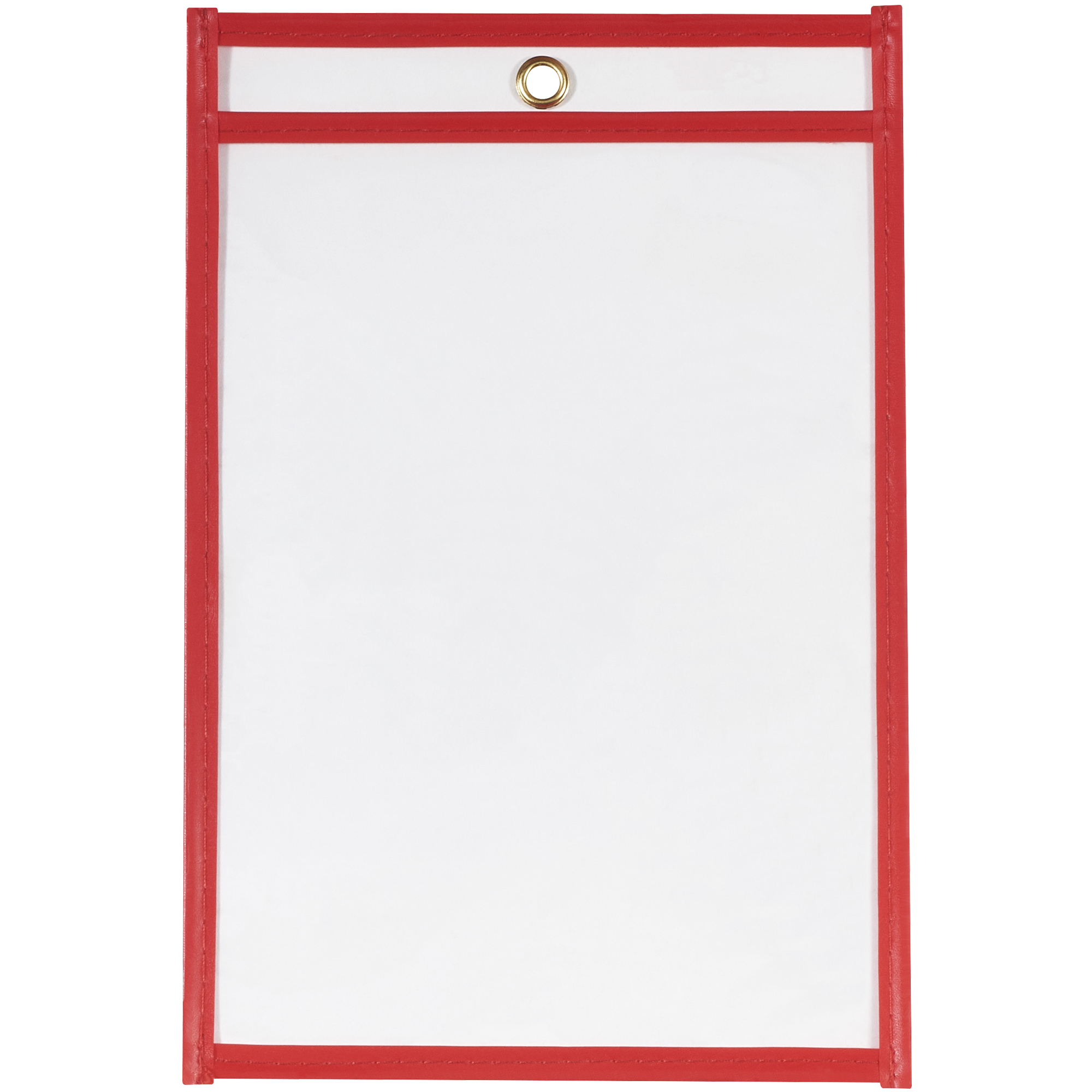 Stitched Job Ticket Holders Short Side Opening, 6" x 9", Red, 25/Case