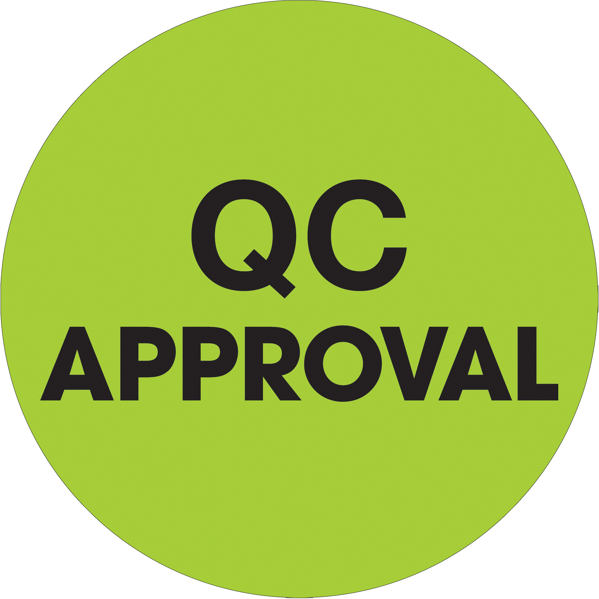 Tape Logic® Labels, "QC Approval", 2" Circle, Fluorescent Green, 500/Roll