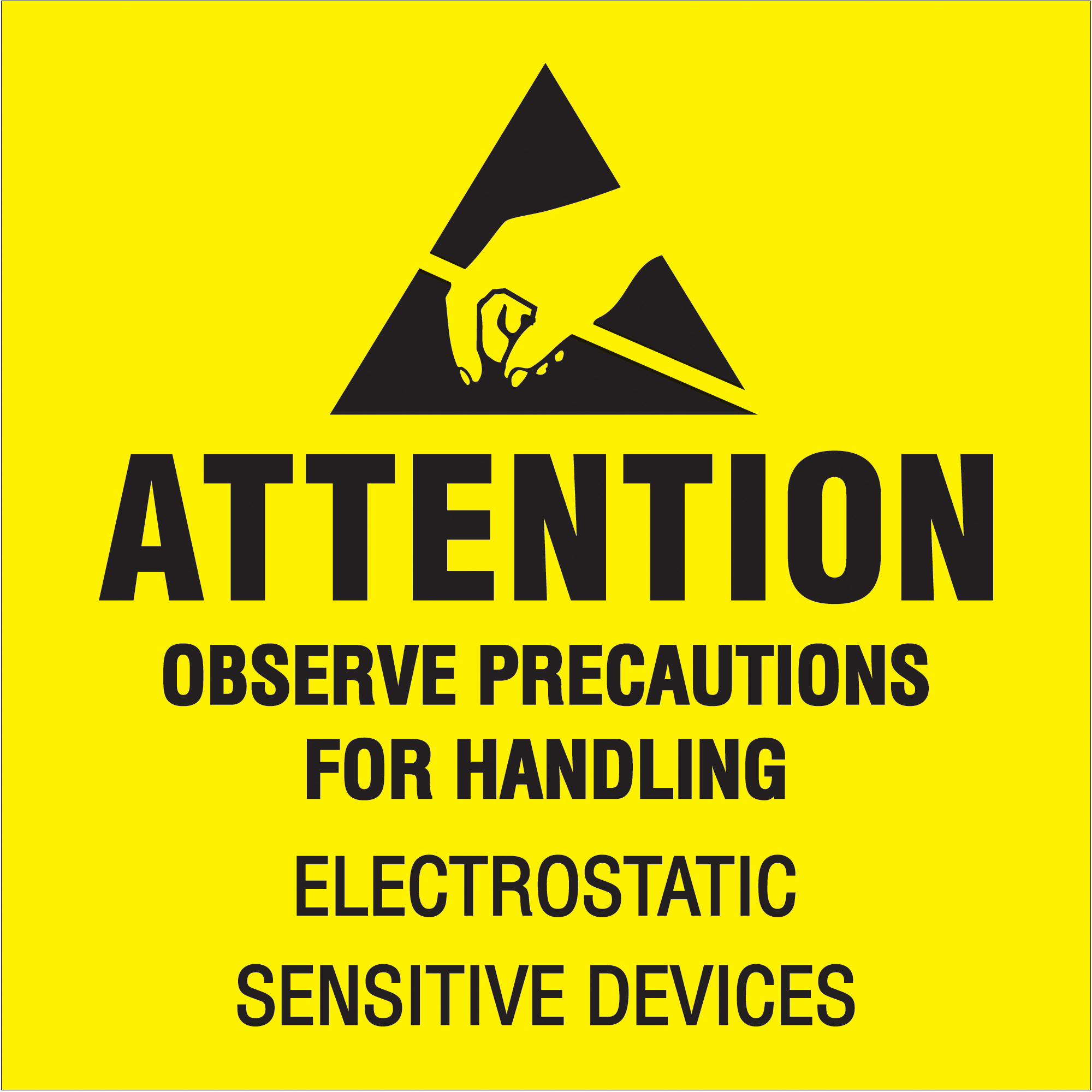 Tape Logic® Labels, "Attention - Observe Precautions", 2" x 2", Fluorescent Yellow/Black, 500/Roll