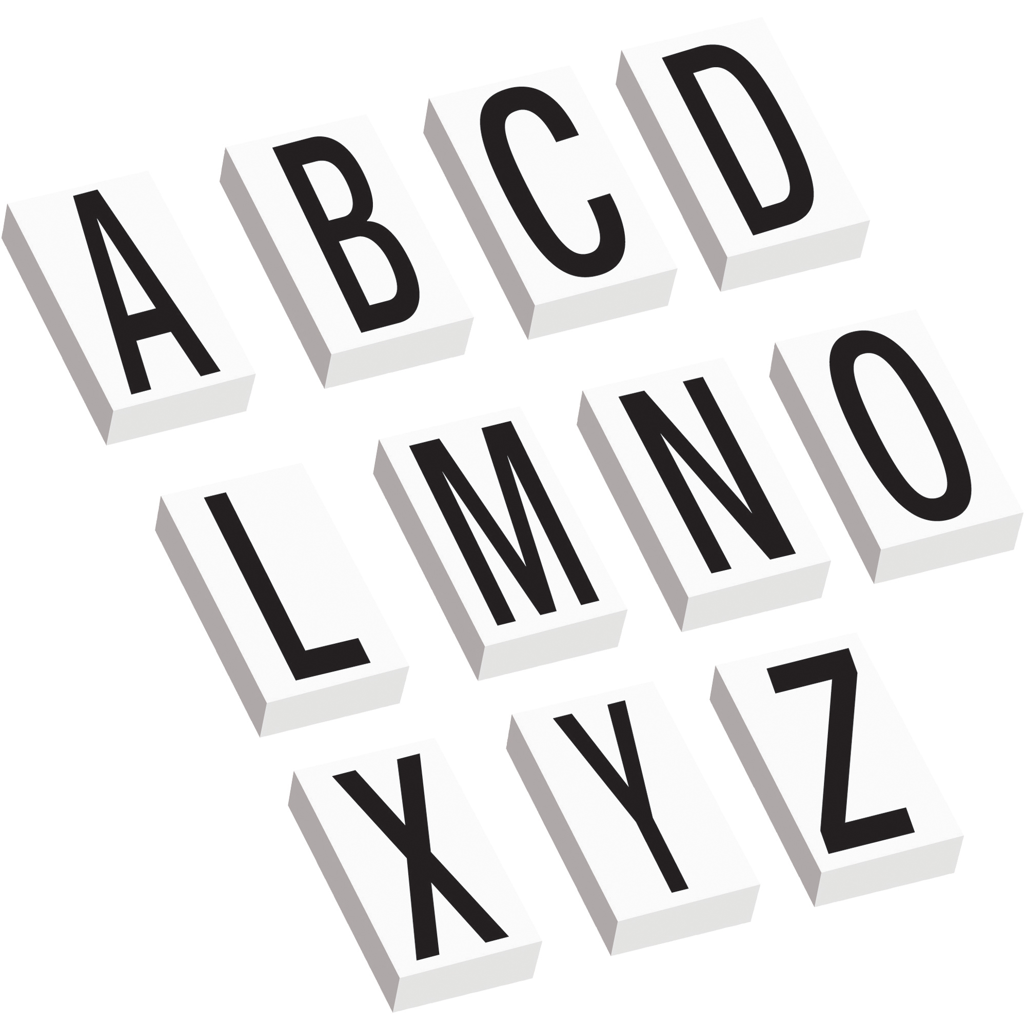 Vinyl Warehouse Letter Kit Labels, Black/White, 1/Each