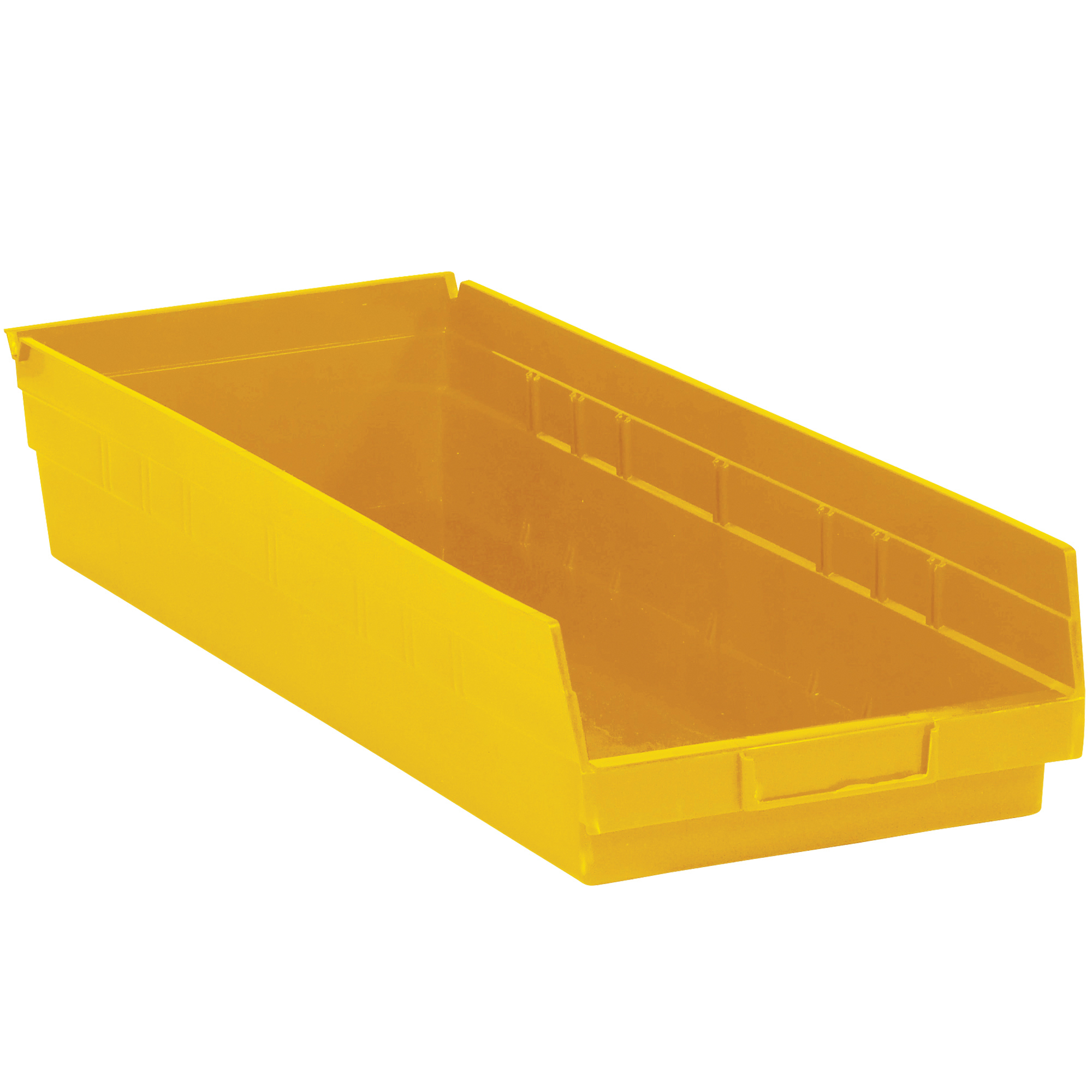 Plastic Shelf Bin Boxes, 23 5/8" x 8 3/8" x 4", Yellow, 6/Case
