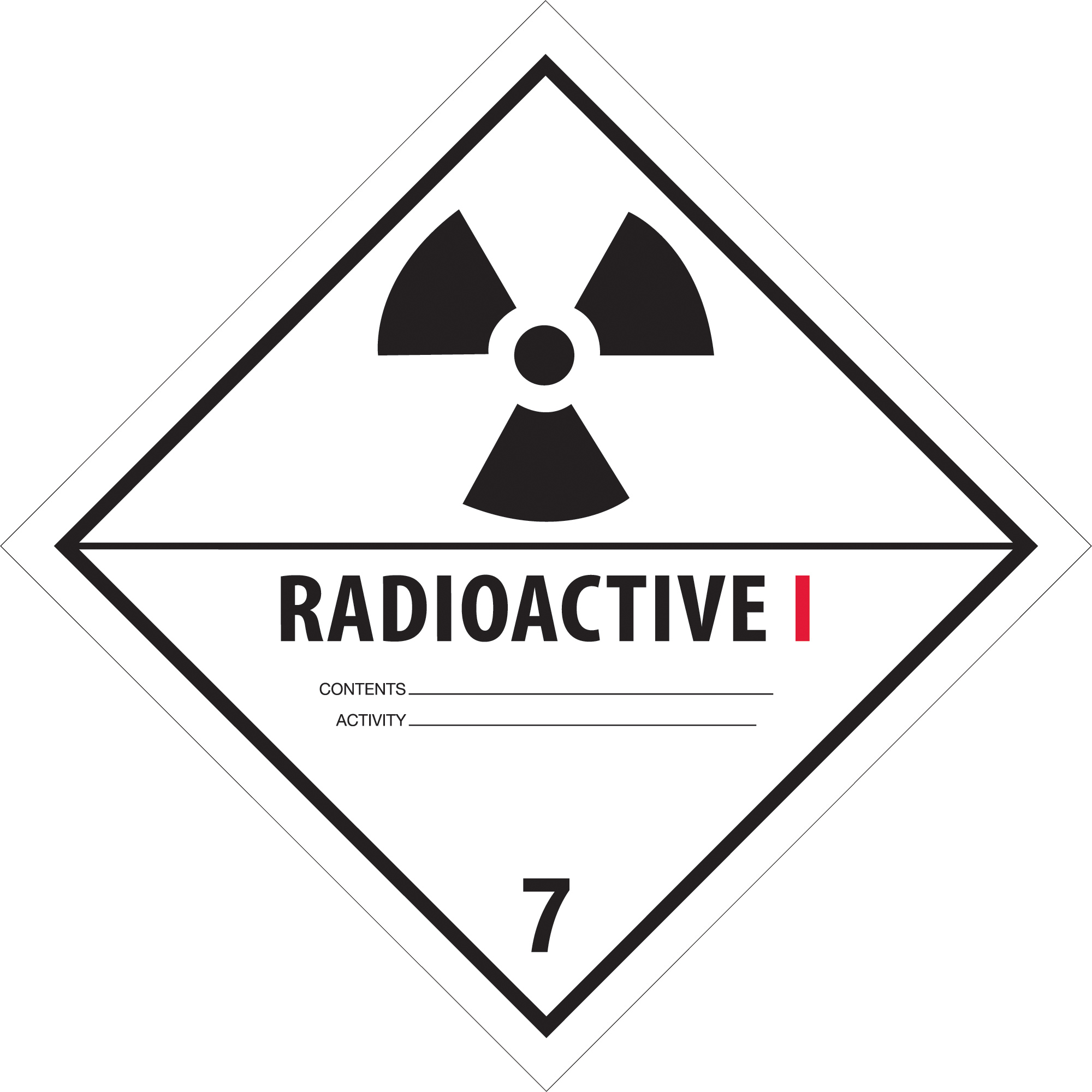 Tape Logic® Labels, "Radioactive I", 4" x 4", Black/White/Red, 500/Roll