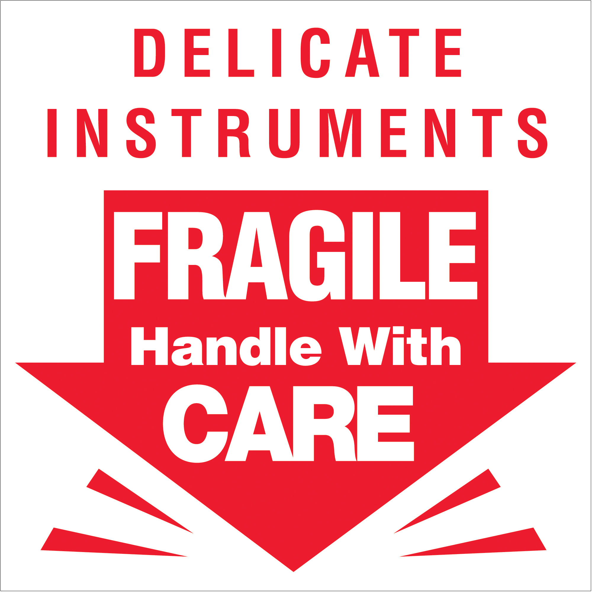Tape Logic® Labels, "Delicate Instruments - Fragile", 3" x 3", Red/White, 500/Roll