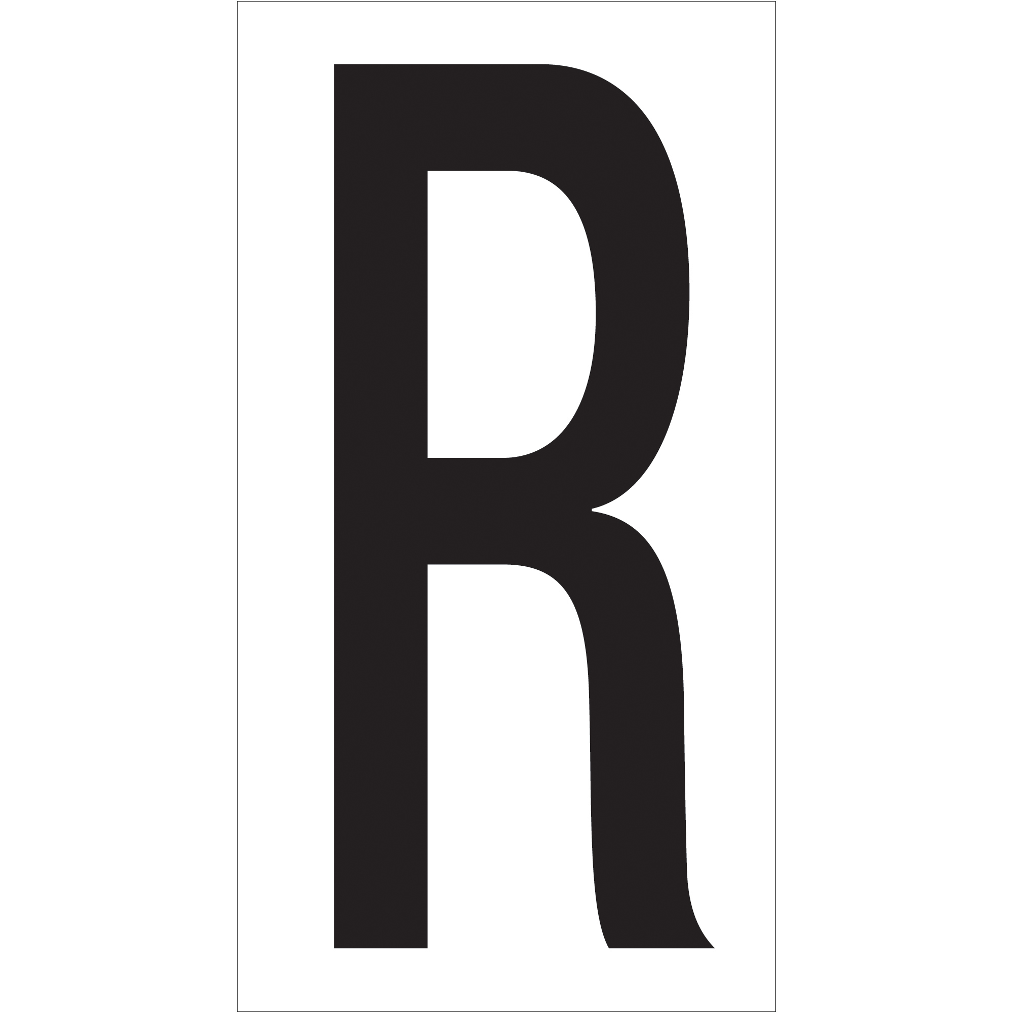 Vinyl Warehouse Letter Labels, "R", 3 1/2", Black/White, 50/Case