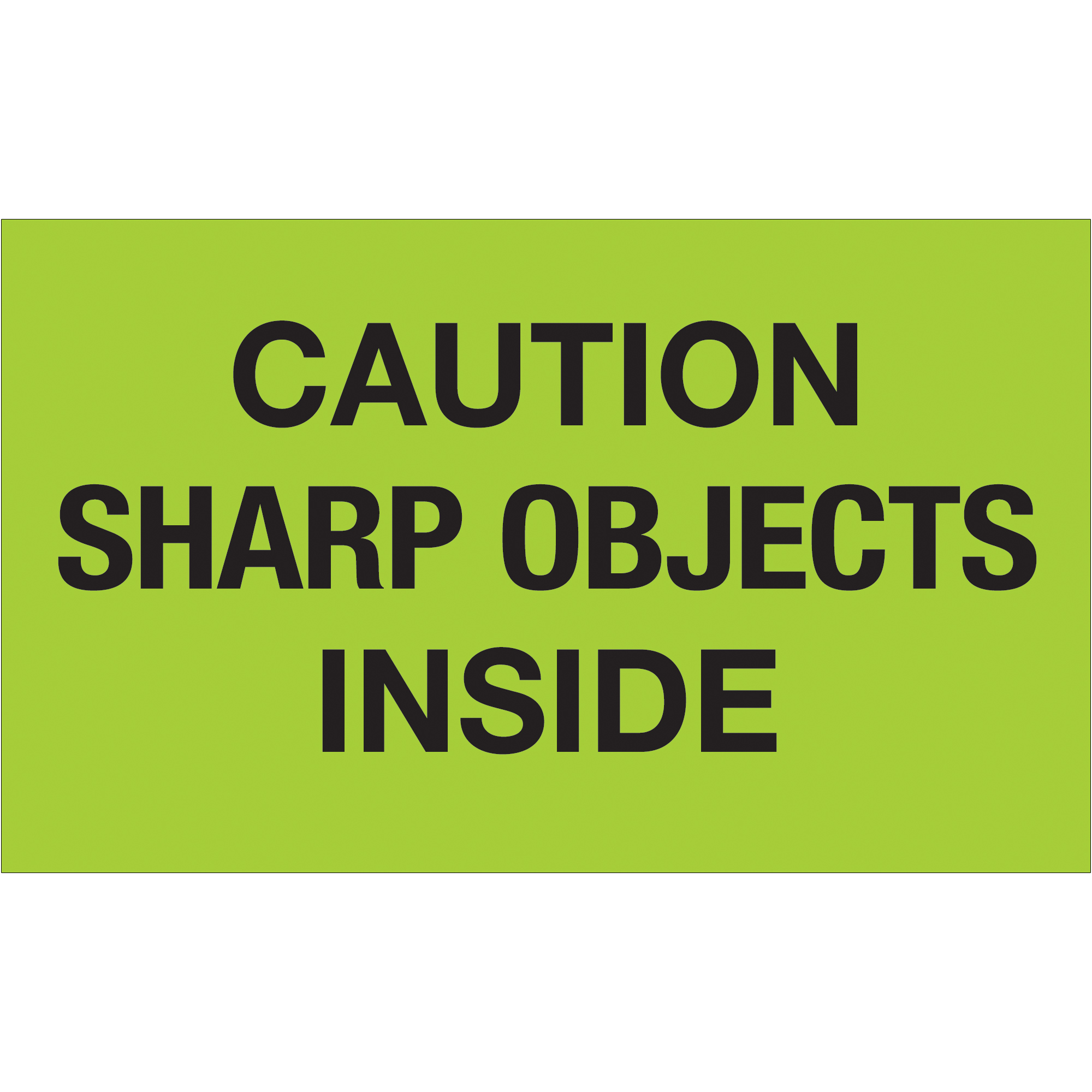 Tape Logic® Labels, "Caution Sharp Objects Inside", 3" x 5", Fluorescent Green, 500/Roll