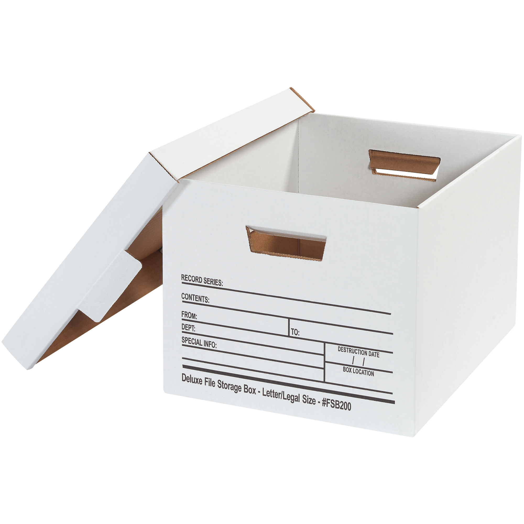Deluxe File Storage Boxes, 15" x 12" x 10", White, 12/Case