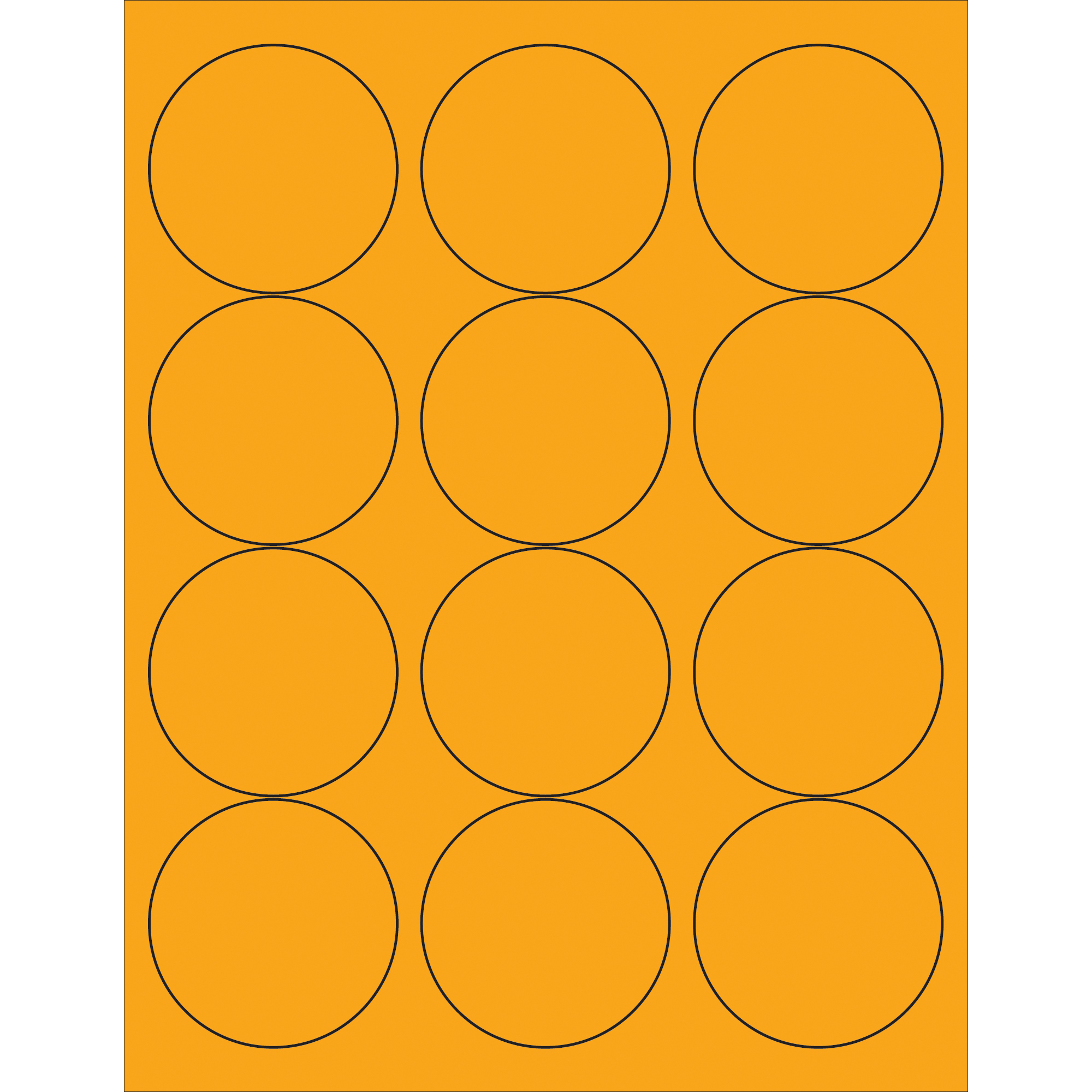 Tape Logic® Circle Laser Labels, 2 1/2", Fluorescent Orange, 1200/Case