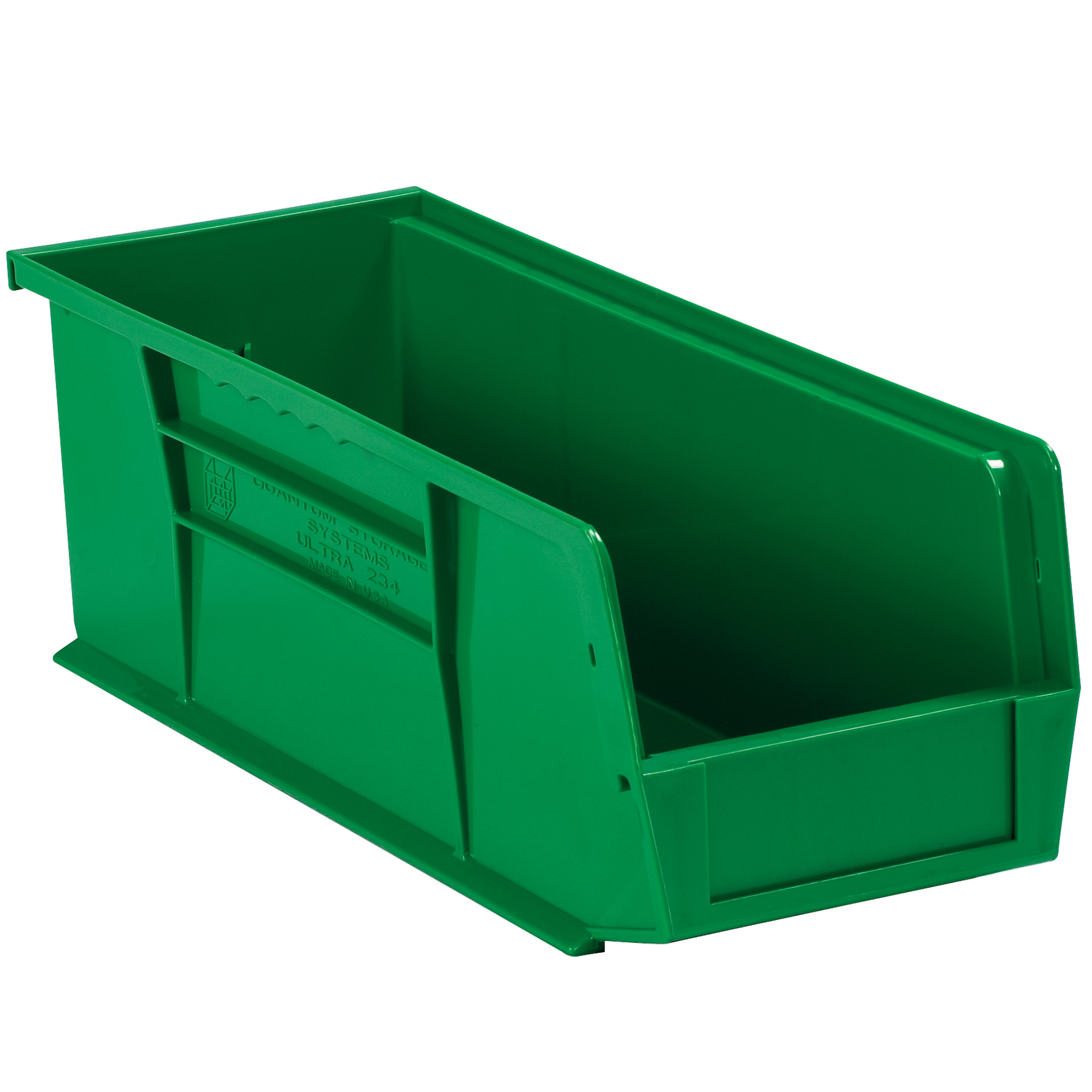 Plastic Stack & Hang Bin Boxes, 10 7/8" x 4 1/8" x 4", Green, 12/Case