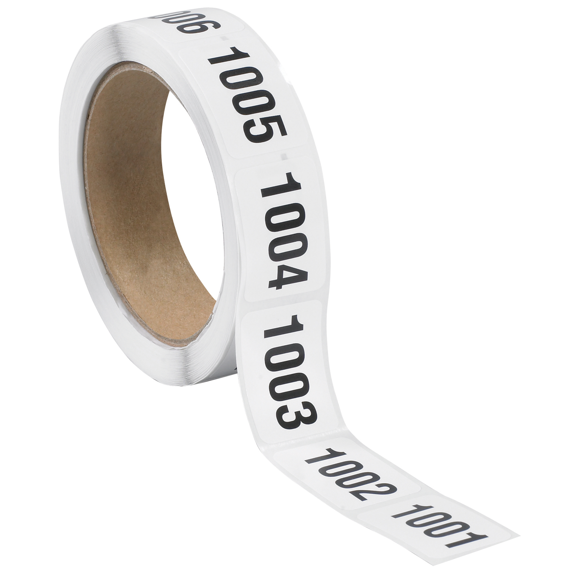 Tape Logic® Consecutive Numbered Labels, "(1001-1500)", 1" x 1 1/2", Black/White, 500/Roll