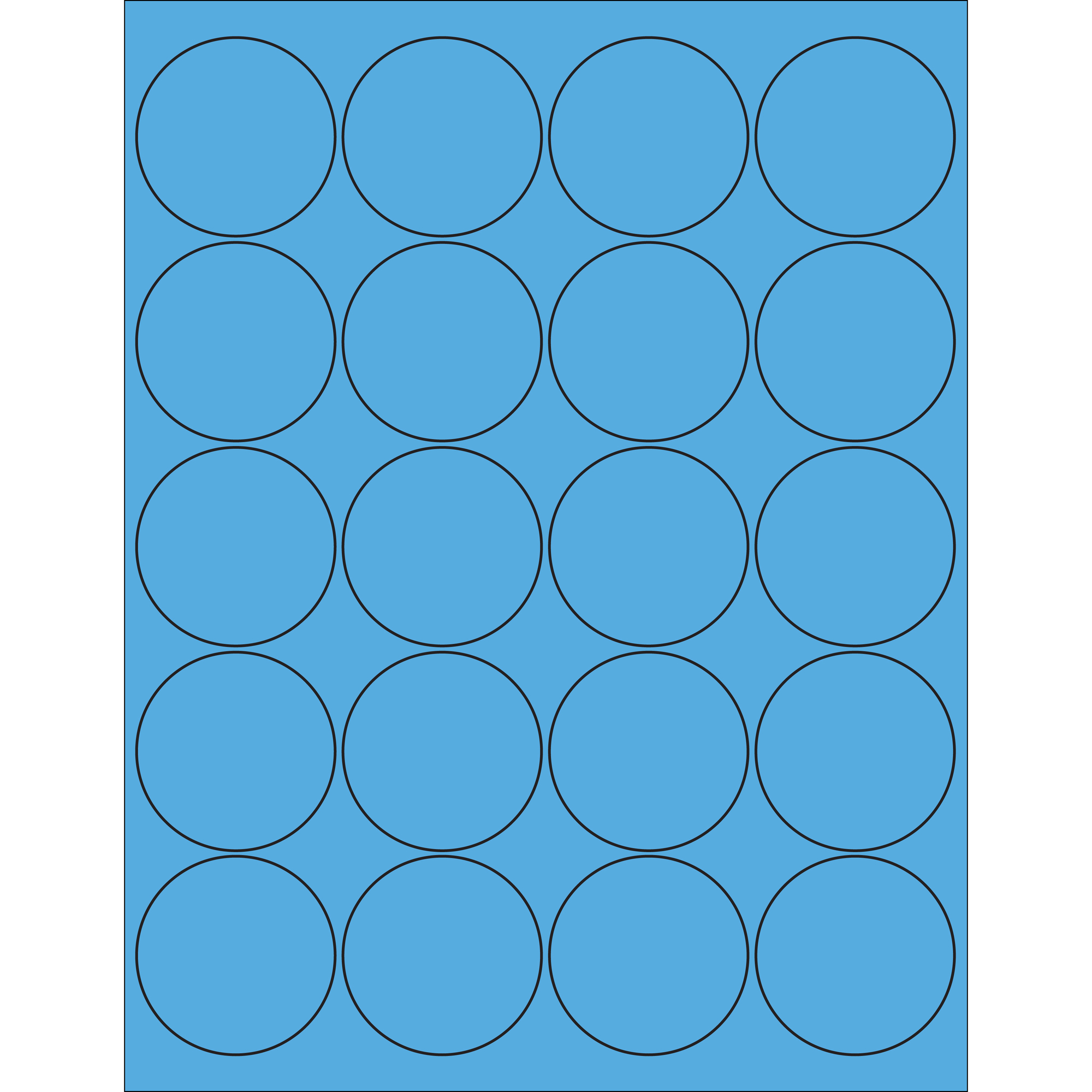 2" Fluorescent Blue Circle Laser Labels 100 SHEETS
