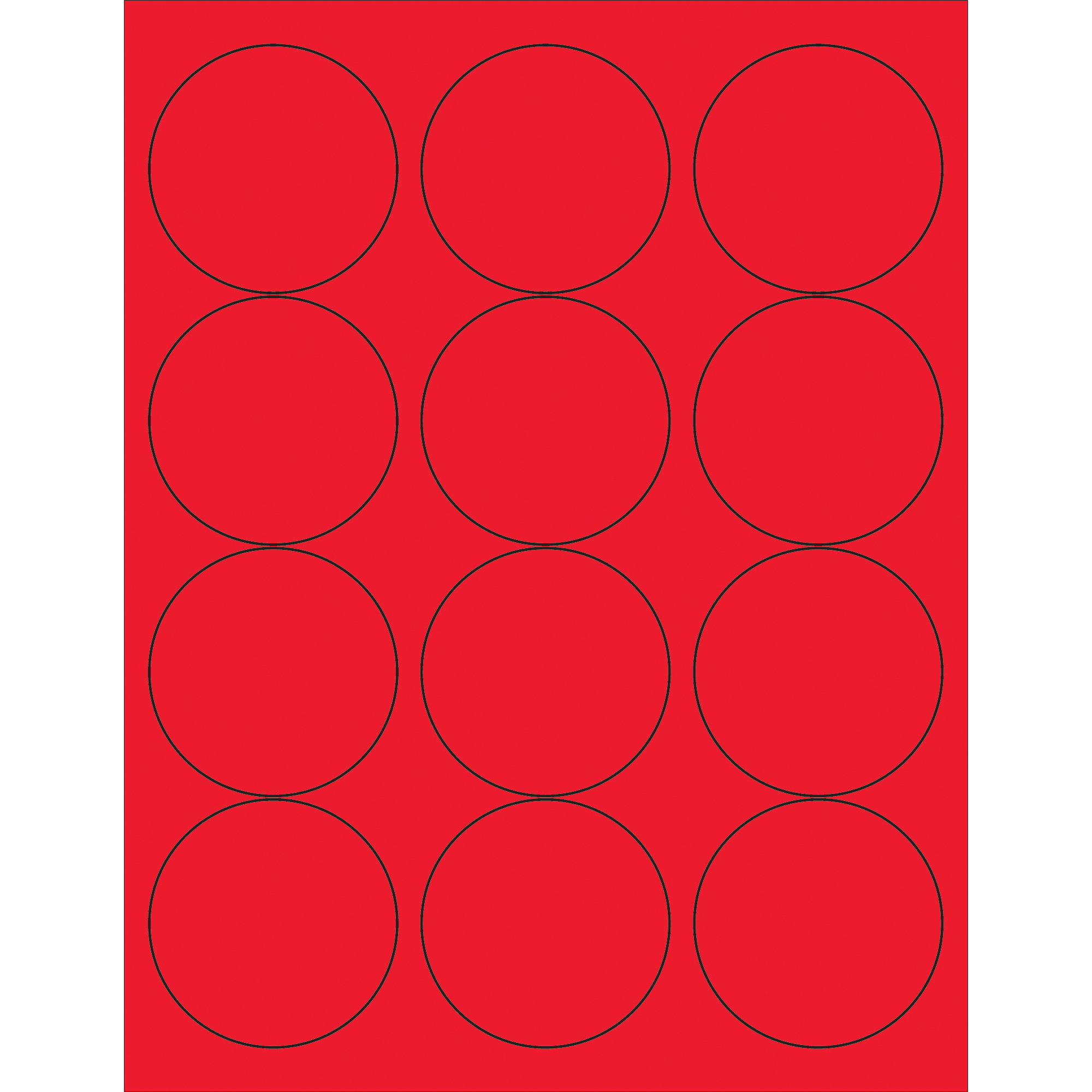 Tape Logic® Circle Laser Labels, 2 1/2", Fluorescent Red, 1200/Case