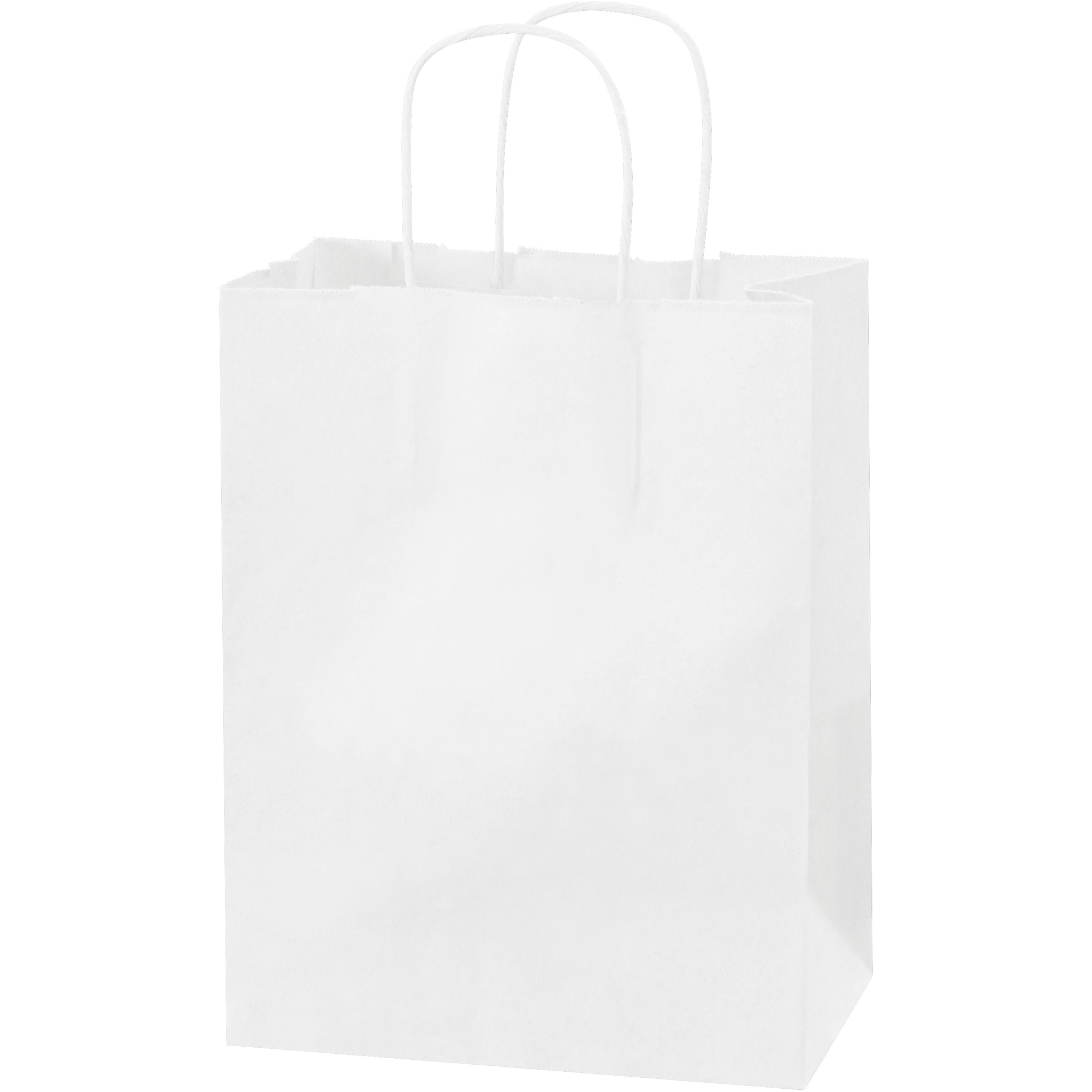 Paper Shopping Bags, 8" x 4 1/2" x 10 1/4", White, 250/Case