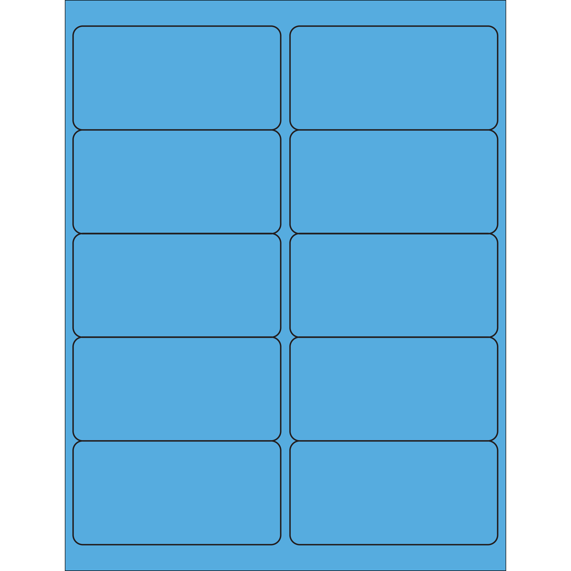 4 x 2" Fluorescent Blue Rectangle Laser Labels 100 SHEETS