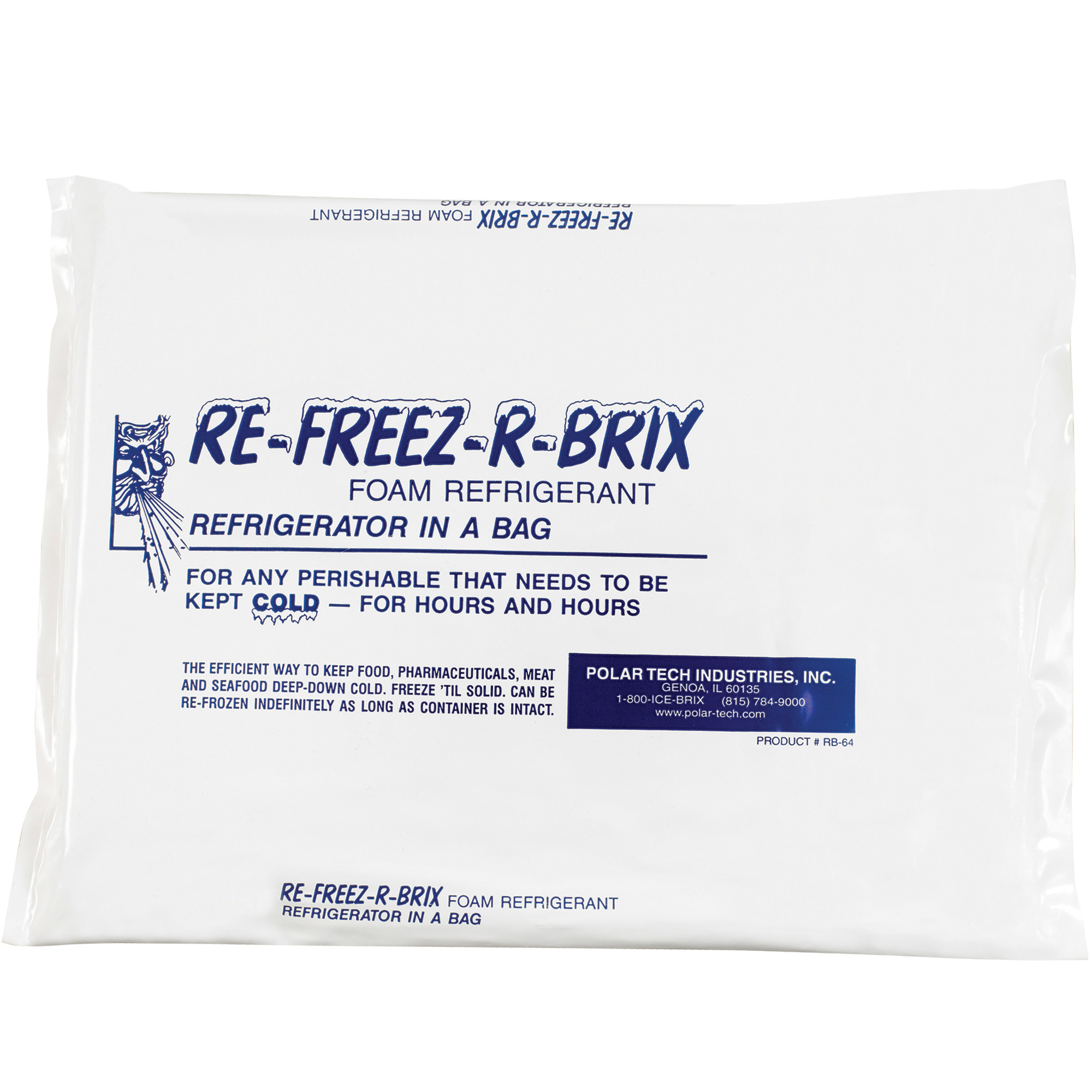 Re-Freez-R-Brix™ Cold Bricks, 11 1/4" x 9 1/4" x 1", White, 12/Case