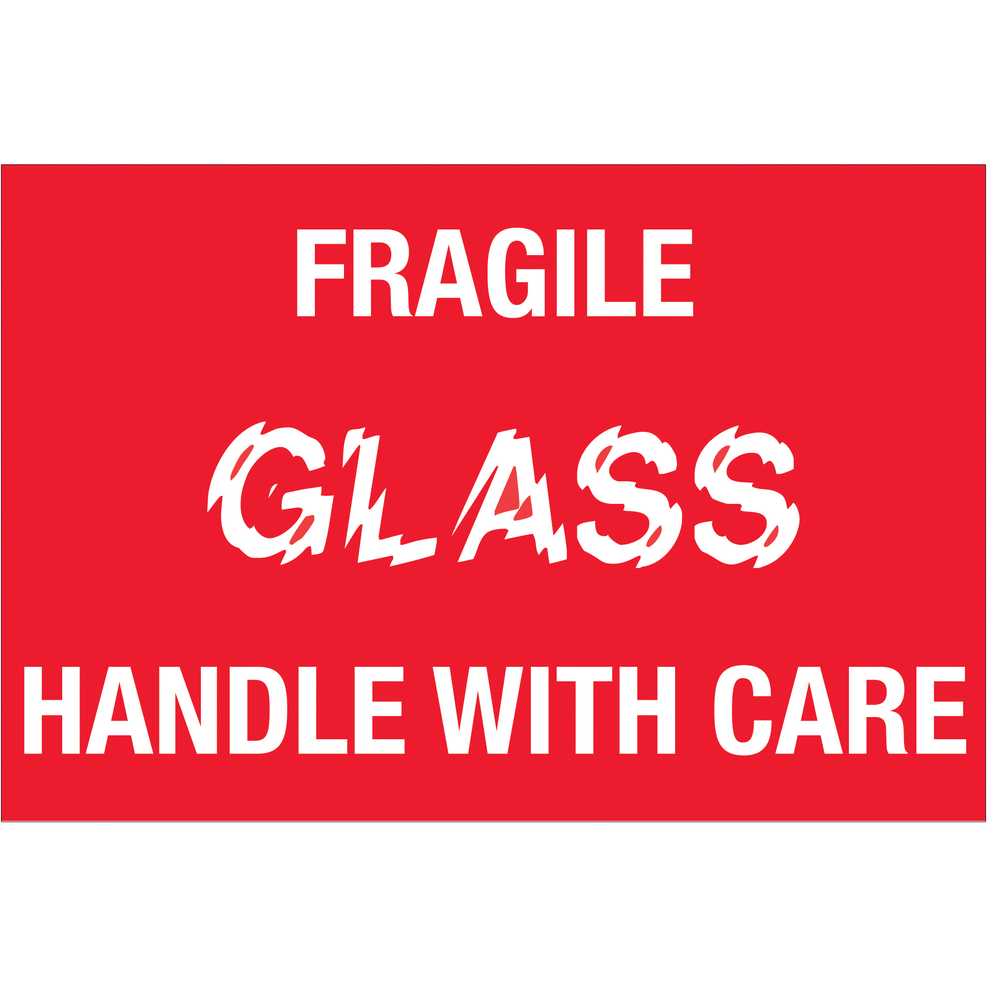 Tape Logic® Labels, "Fragile - Glass - Handle With Care, 2" x 3", Red/White, 500/Roll