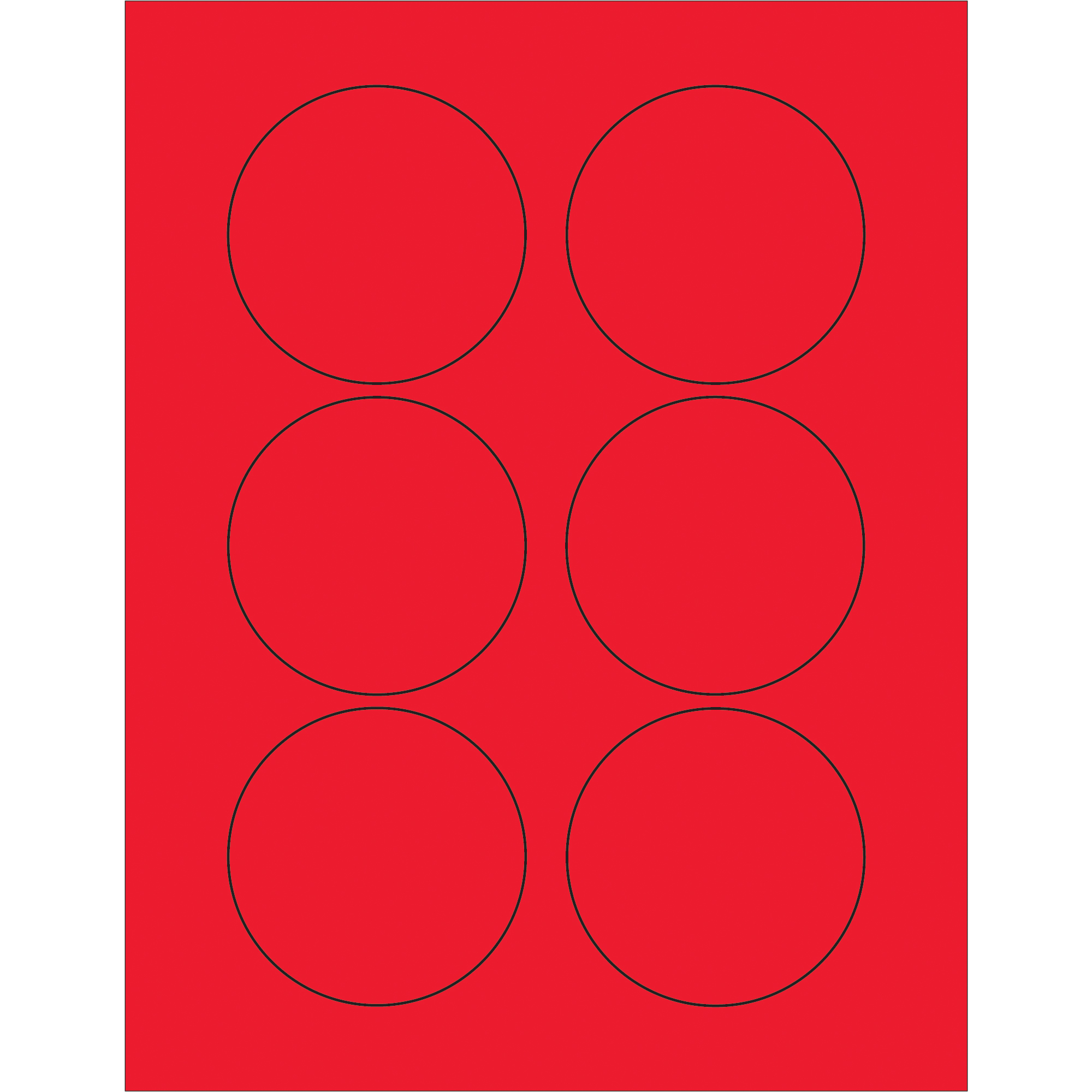 Tape Logic® Fluorescent Circle Laser Labels, 3", Fluorescent Red, 600/Case