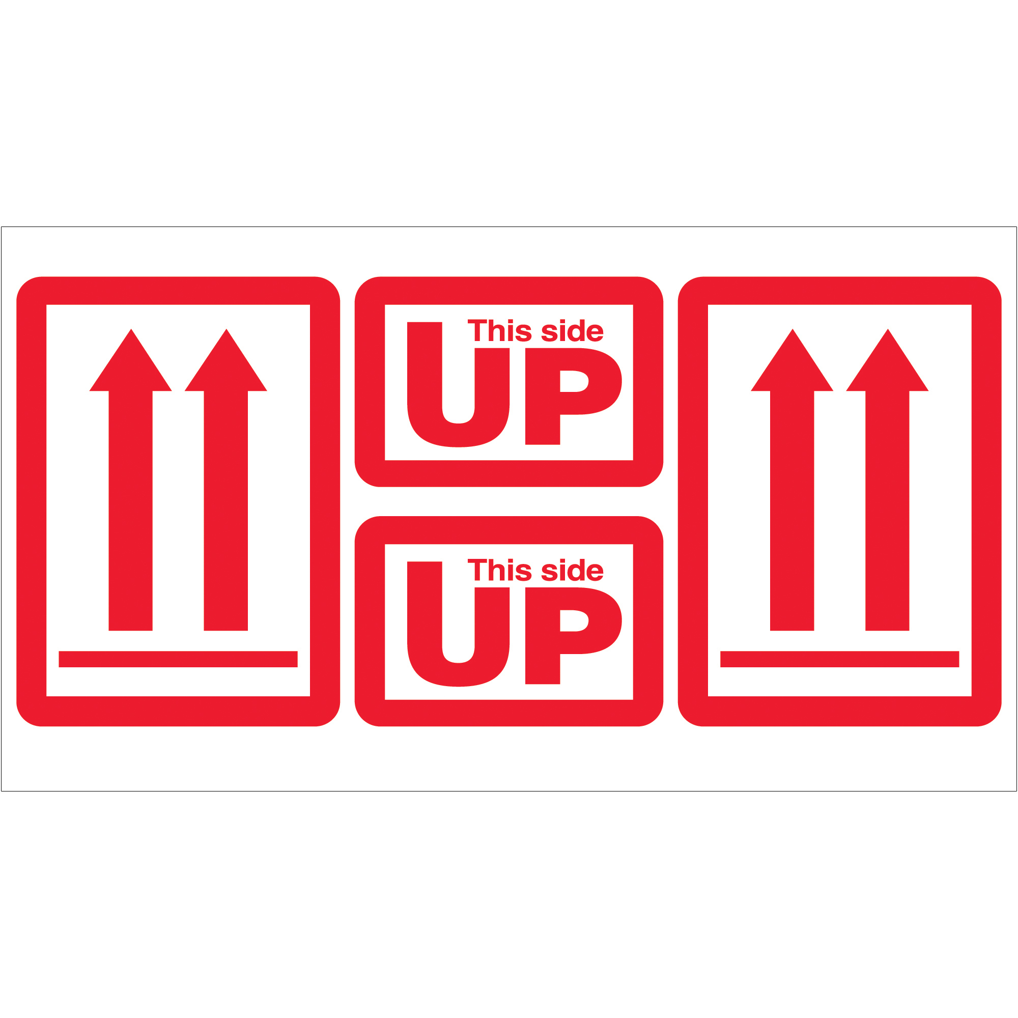 Tape Logic® Labels, "This Side Up", Arrow, 5" x 9", Red/White, 500/Roll